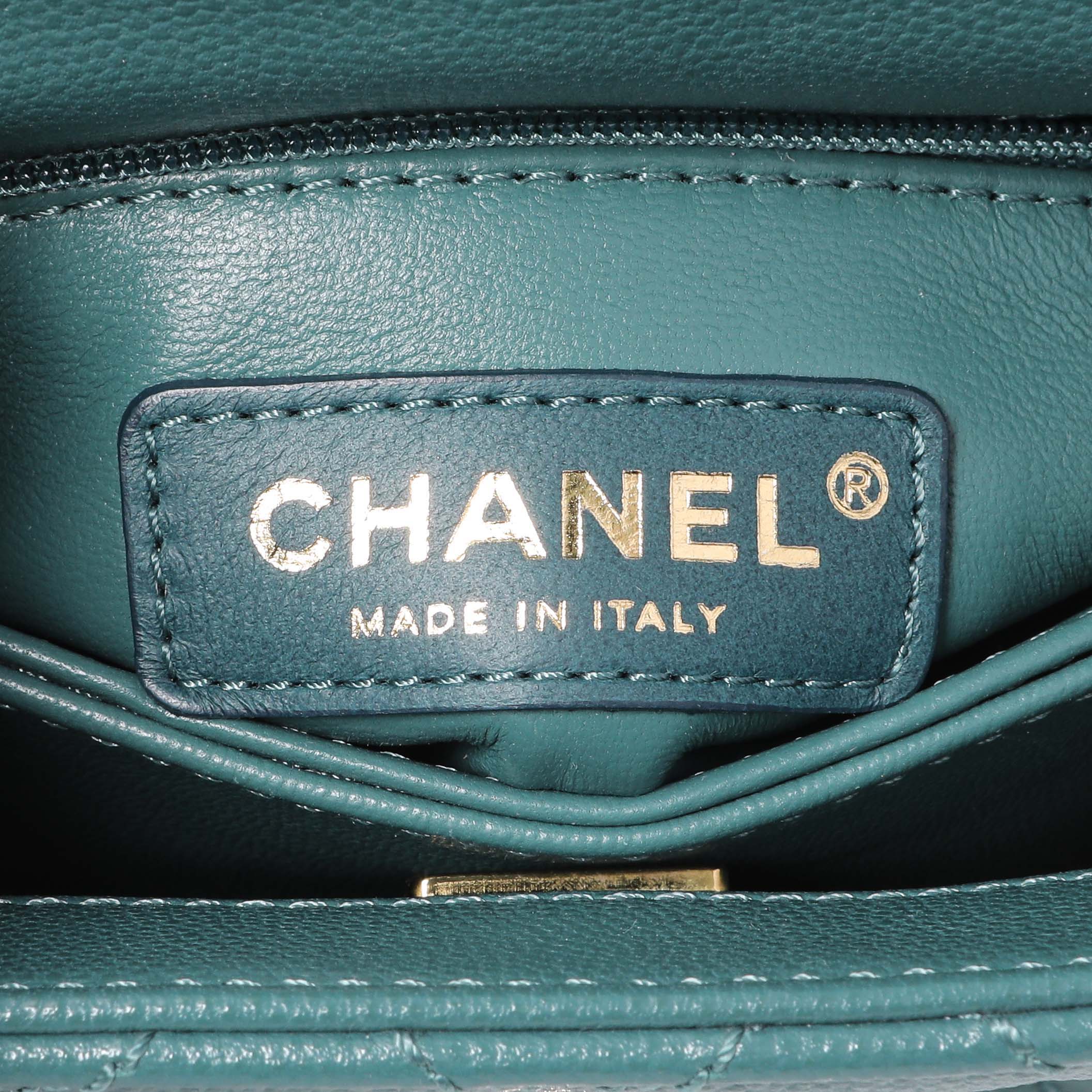 Chanel Teal Quilted Caviar Extra Mini Coco Handle Flap - Image 5