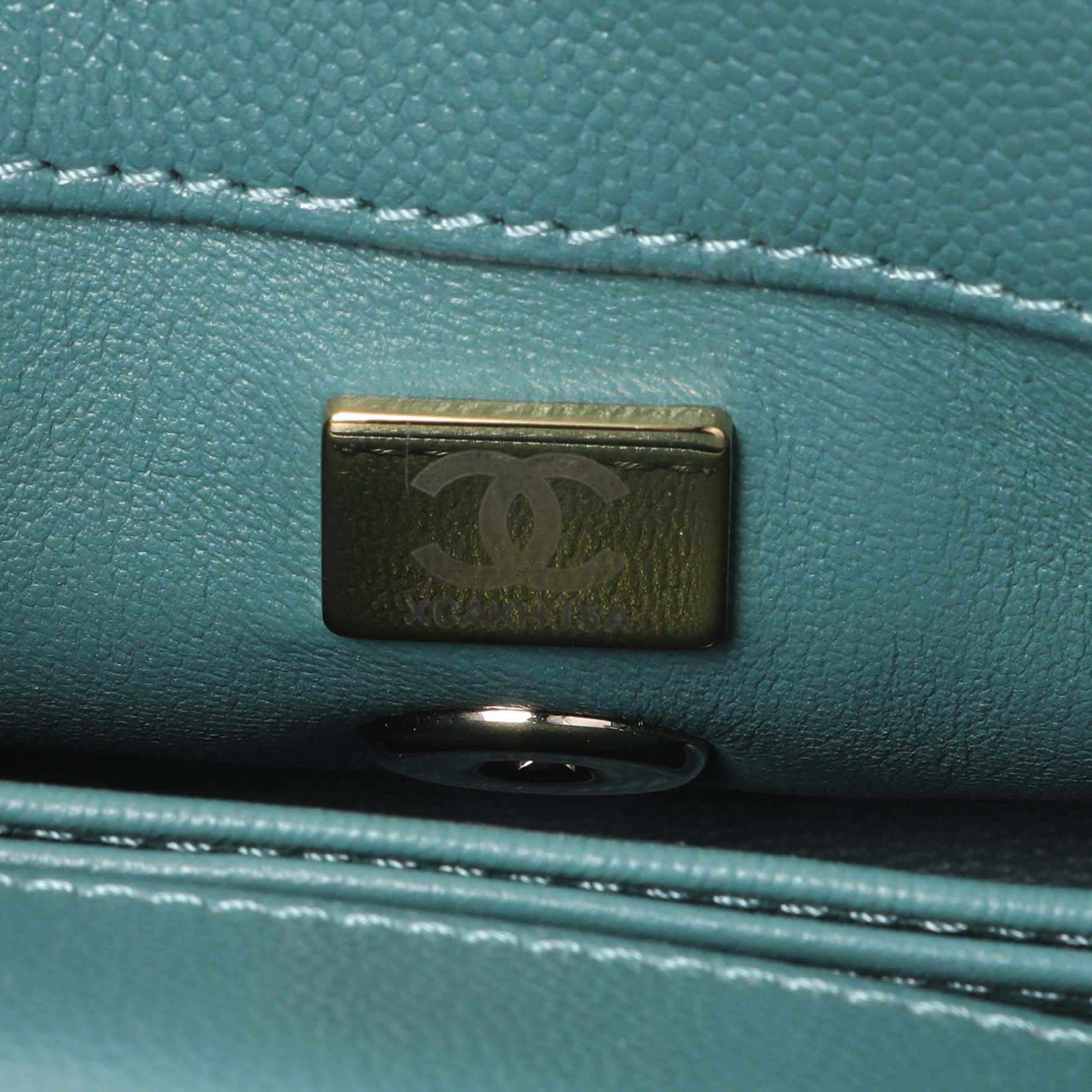 Chanel Teal Quilted Caviar Extra Mini Coco Handle Flap - Image 6