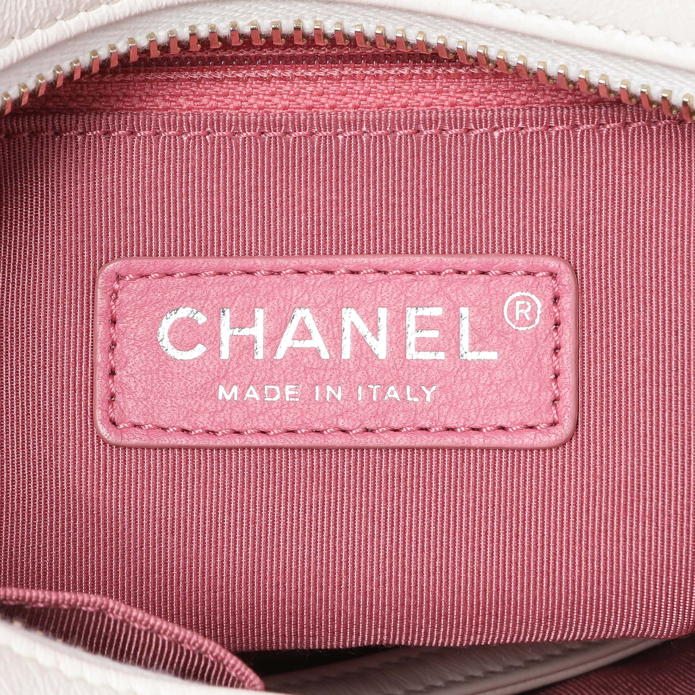 Chanel White Aged Calfskin Quilted Small Gabrielle Hobo - Image 9