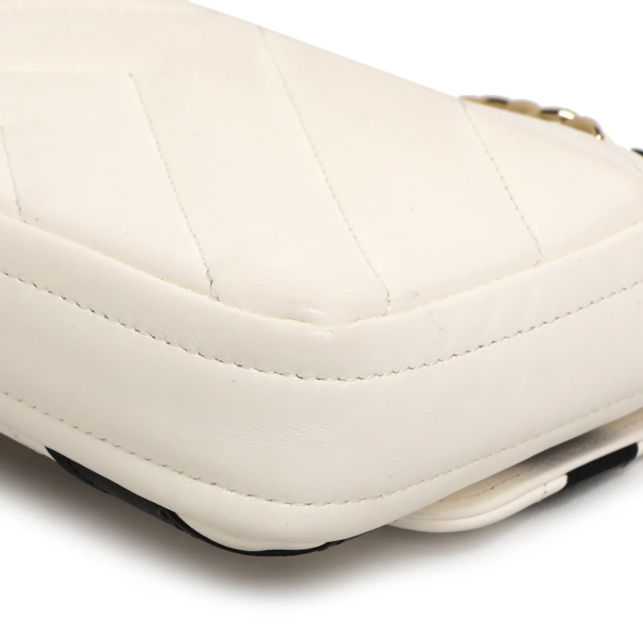 Chanel White Black Chevron Lambskin Stitched Mini Flap - Image 7