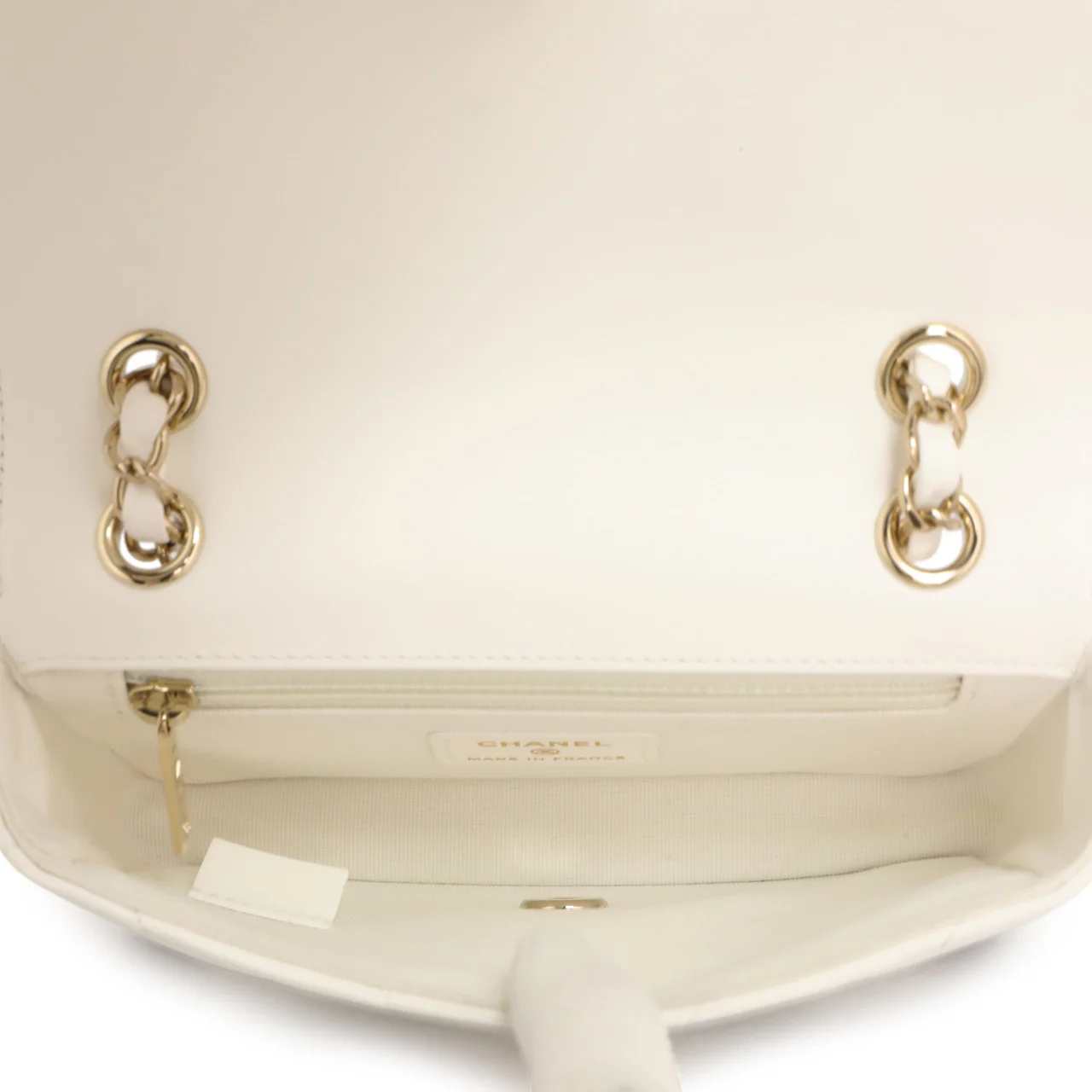 Chanel White Black Chevron Lambskin Stitched Mini Flap - Image 8