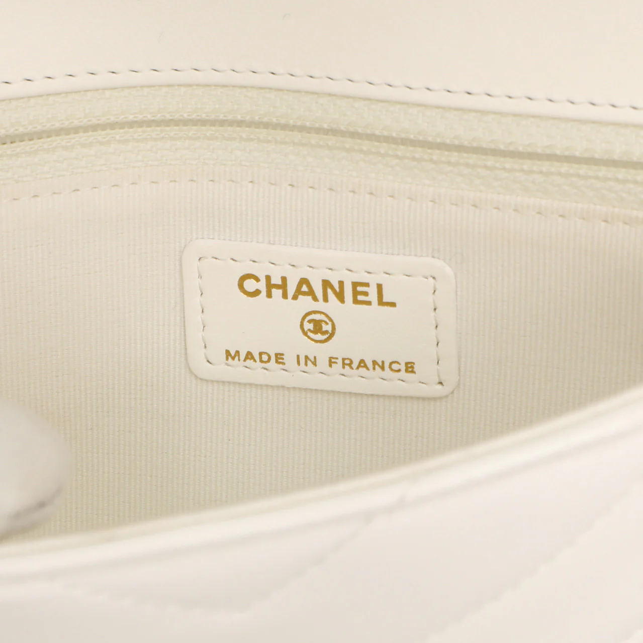 Chanel White Black Chevron Lambskin Stitched Mini Flap - Image 9