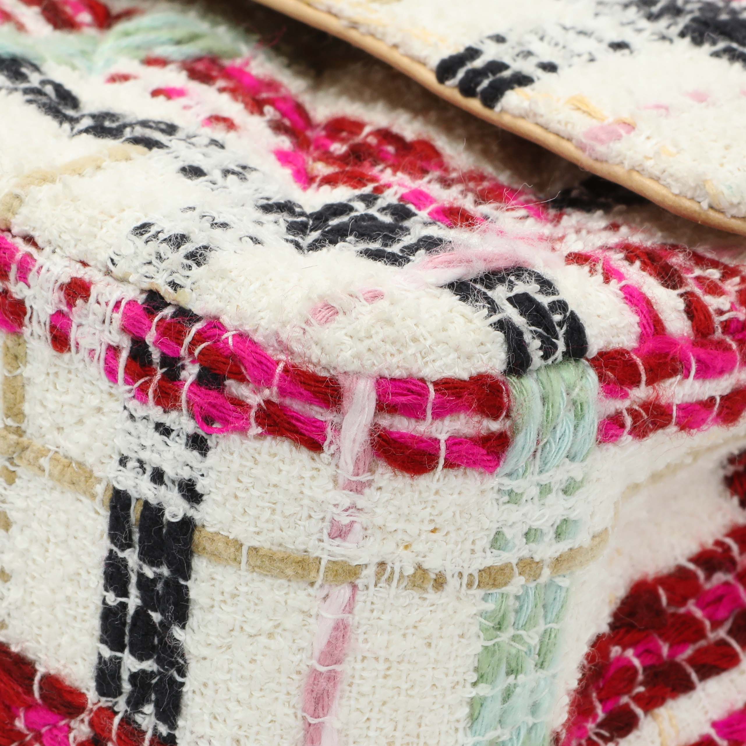 Chanel White Pink Tweed Quilted Medium Double Flap - Image 5