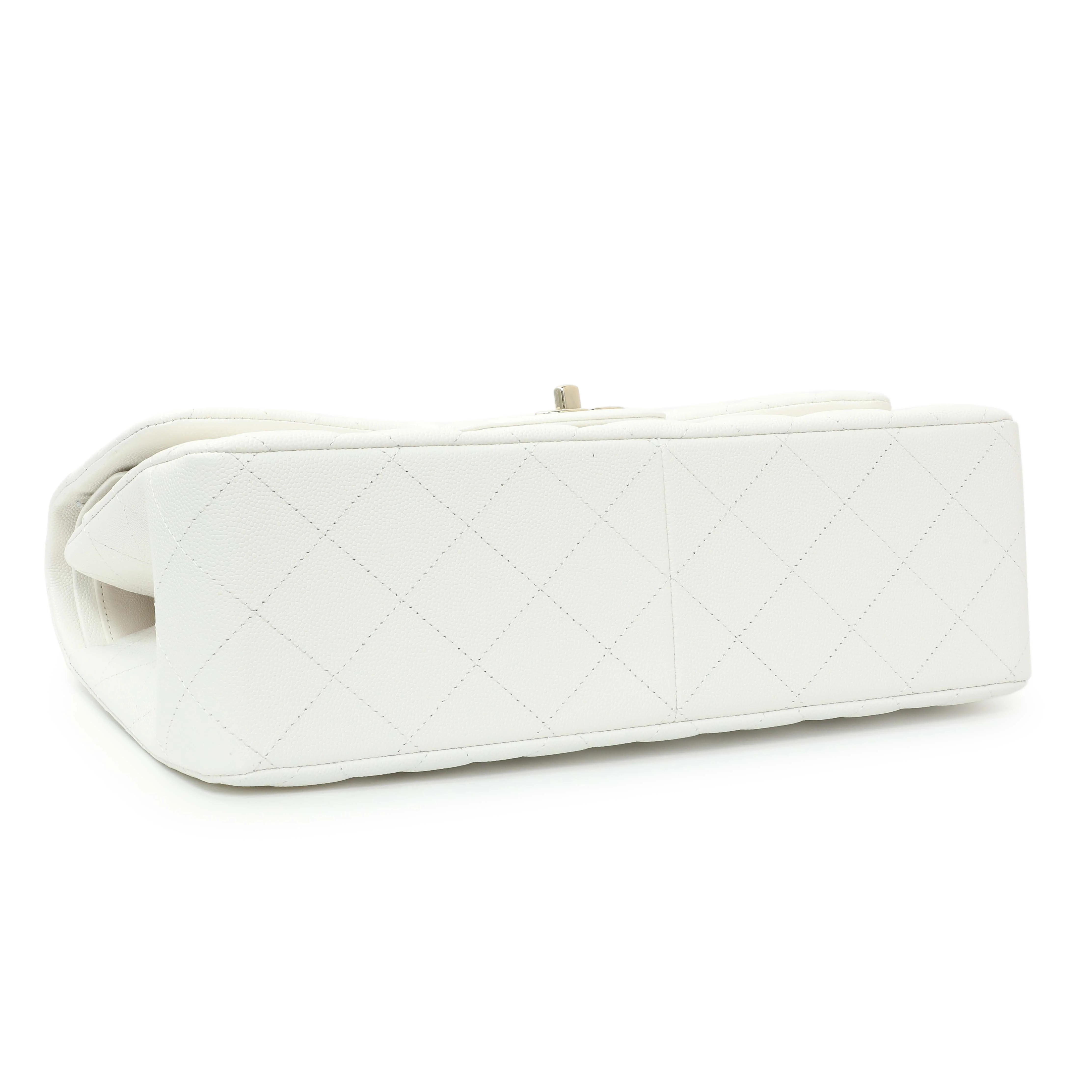 Chanel White Quilted Caviar Jumbo Double Flap - Image 3