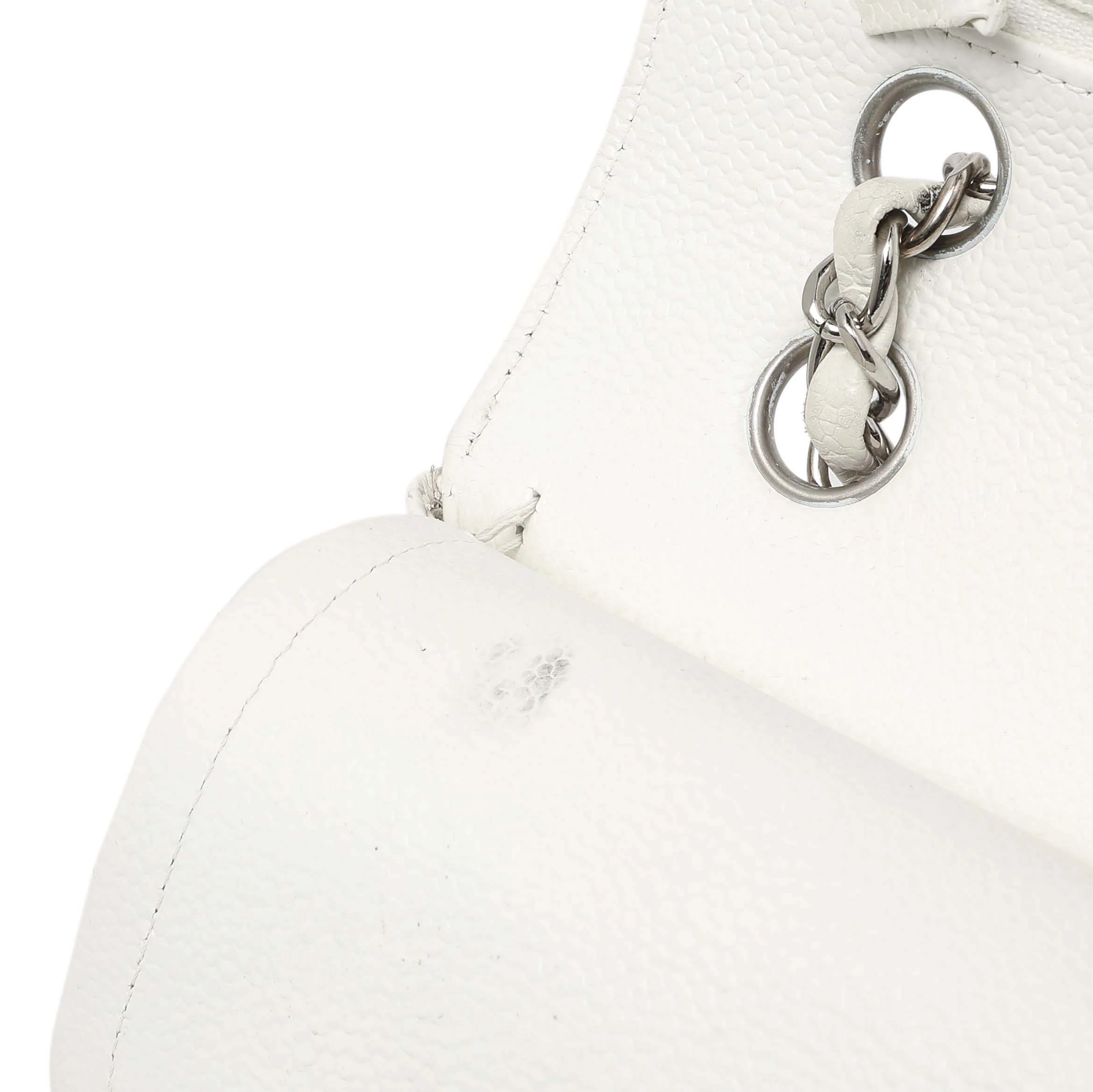 Chanel White Quilted Caviar Medium Classic Double Flap - Image 11