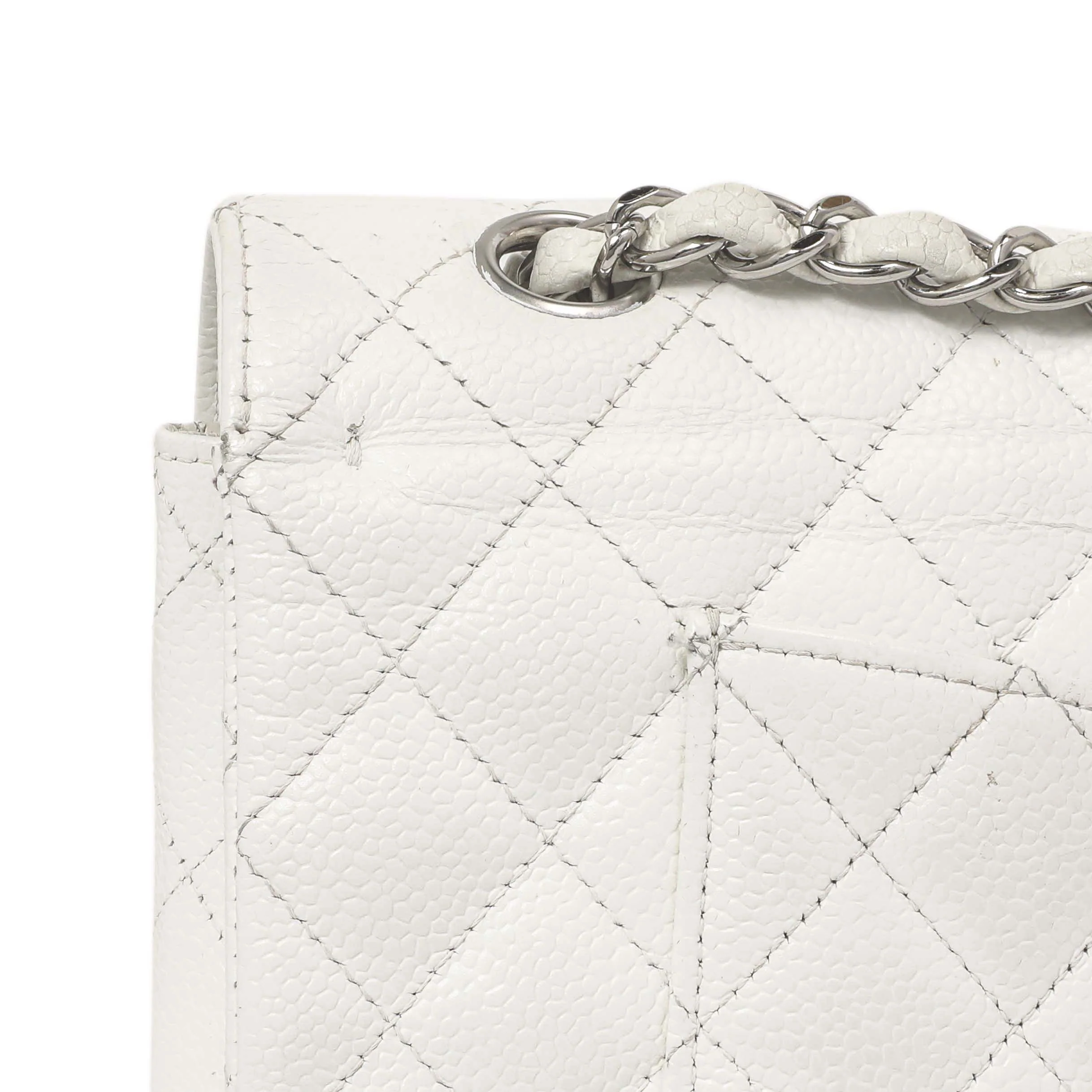 Chanel White Quilted Caviar Medium Classic Double Flap - Image 13