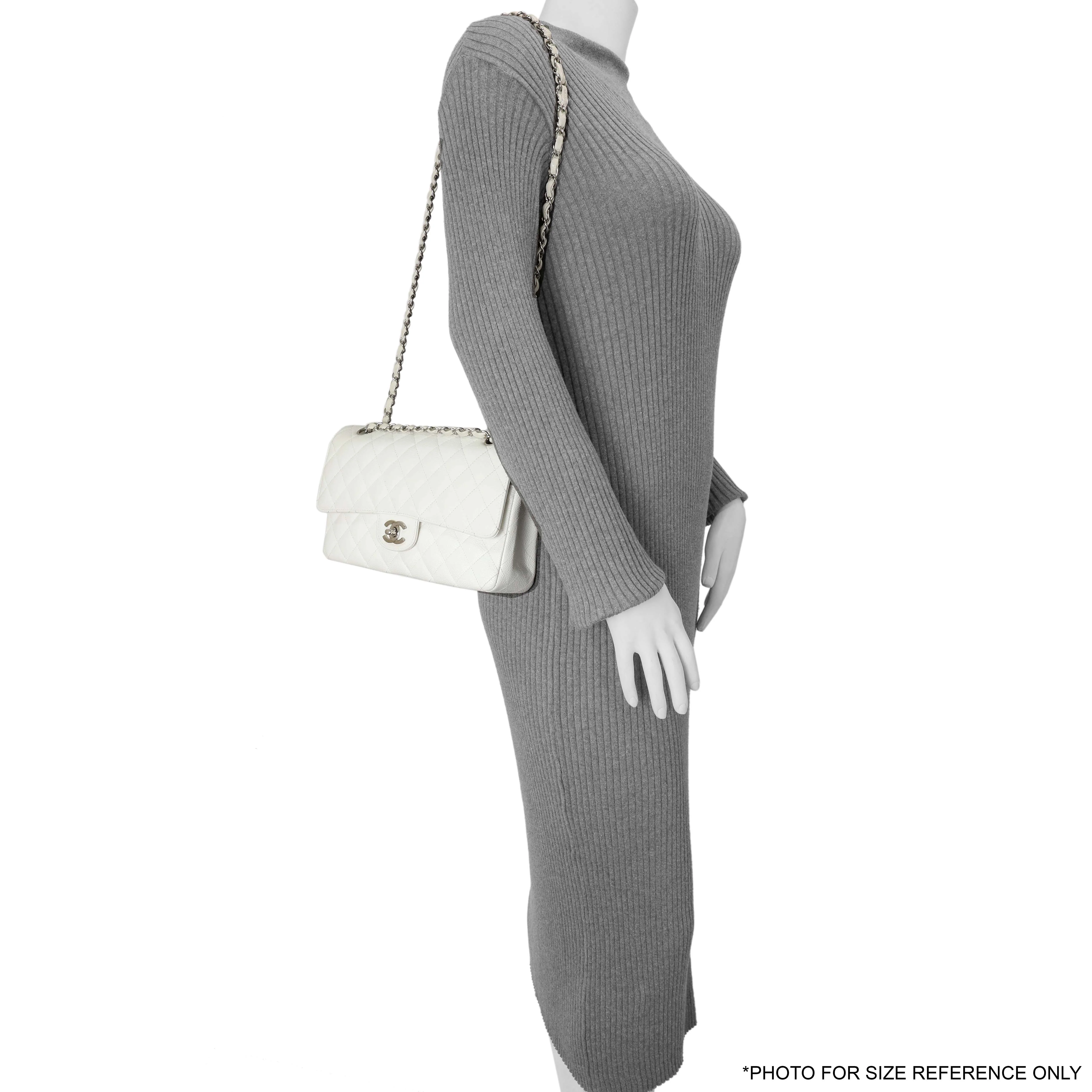 Chanel White Quilted Caviar Medium Classic Double Flap - Image 14