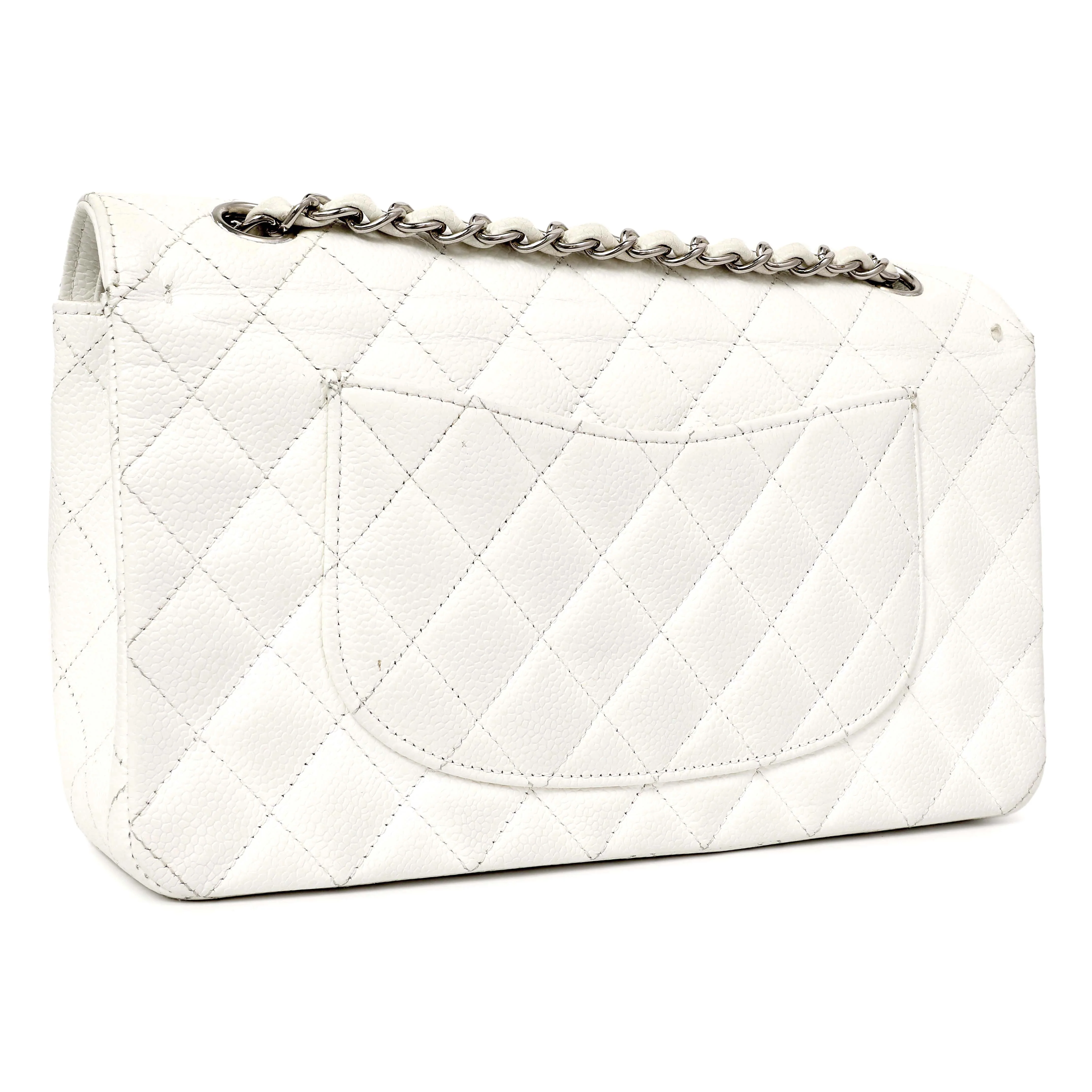 Chanel White Quilted Caviar Medium Classic Double Flap - Image 2