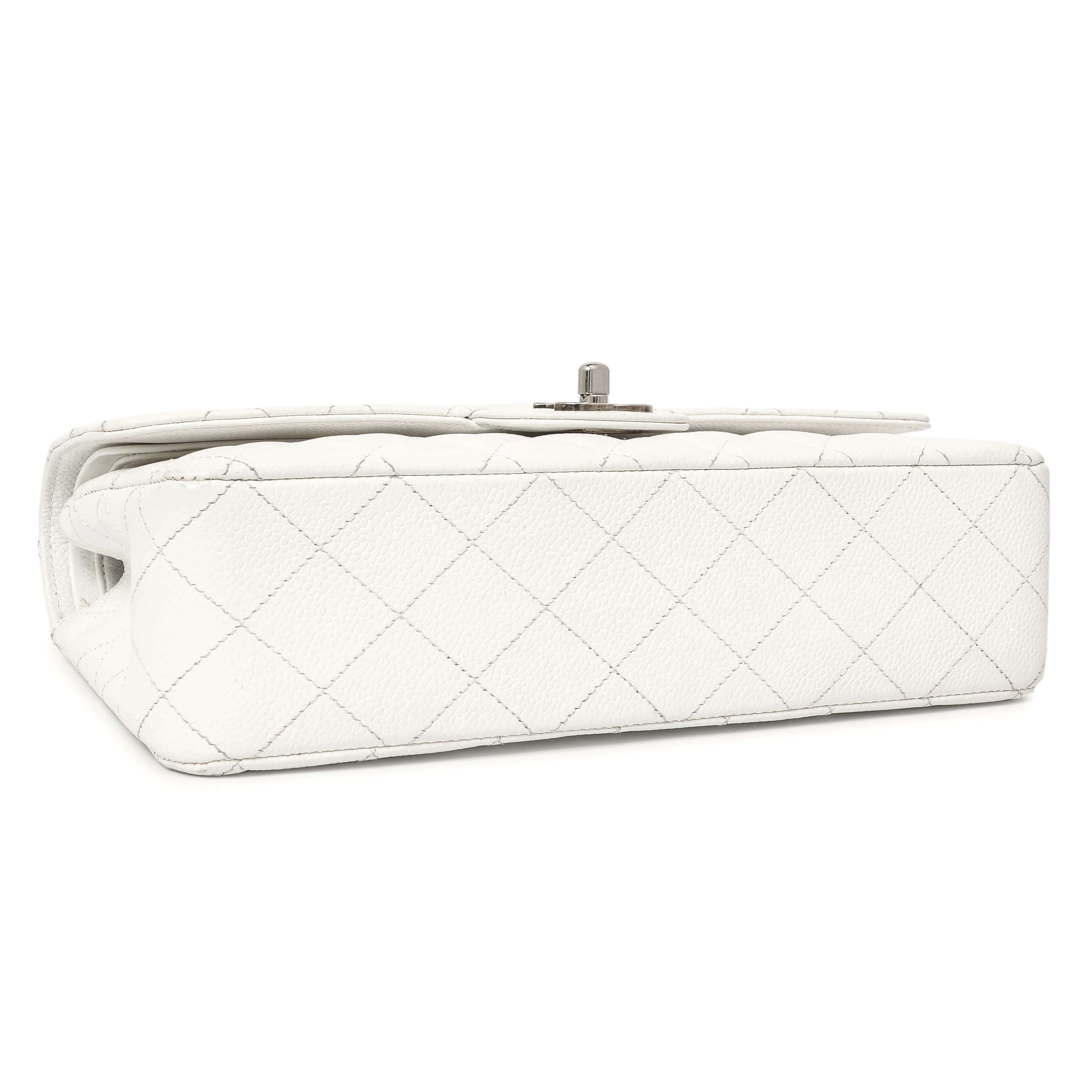 Chanel White Quilted Caviar Medium Classic Double Flap - Image 3