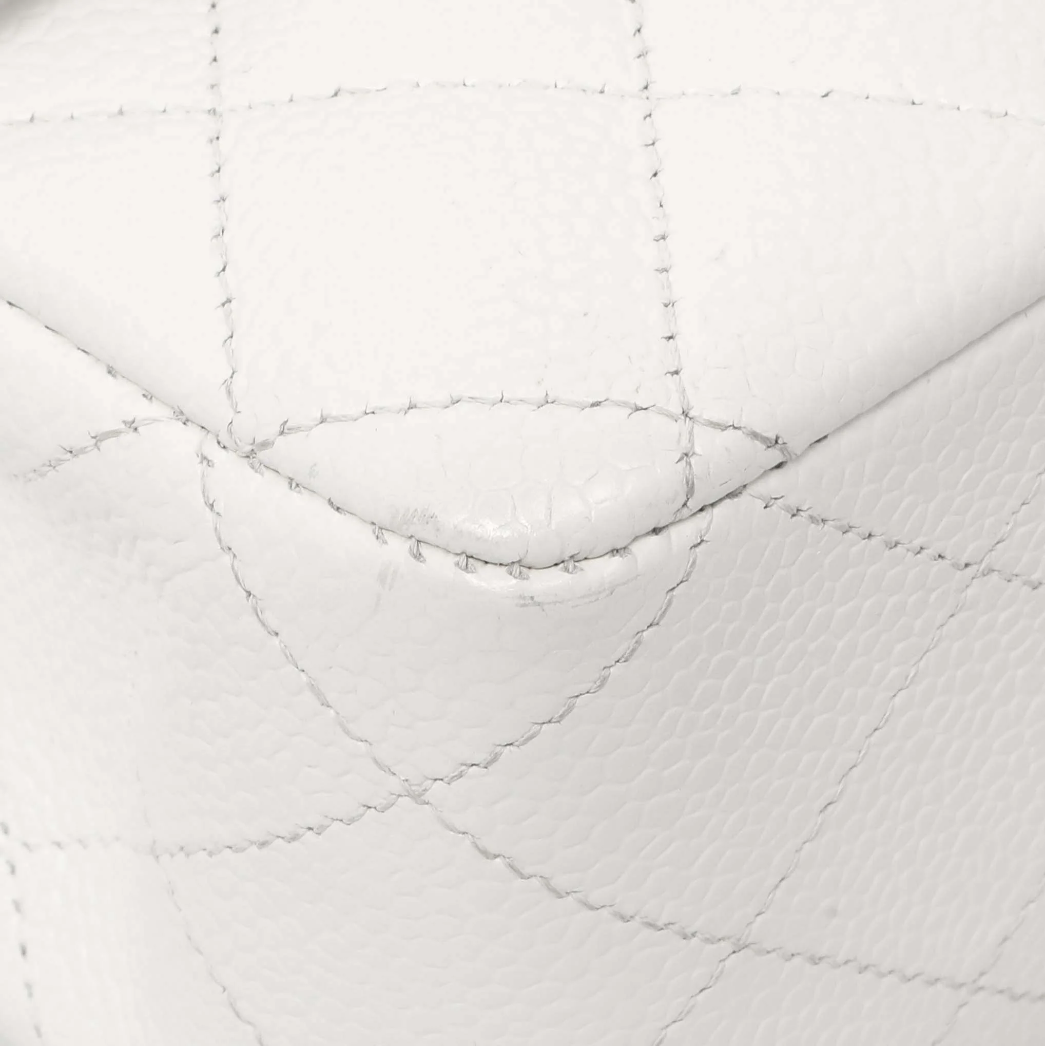 Chanel White Quilted Caviar Medium Classic Double Flap - Image 4