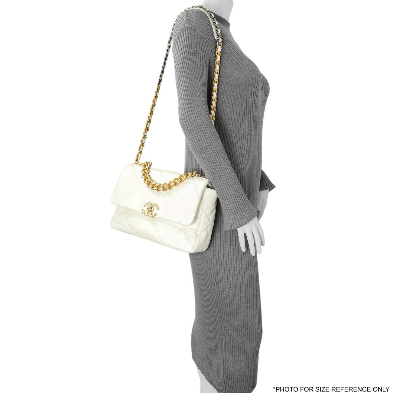 Chanel White Quilted Lambskin Large 19 Flap - Image 12