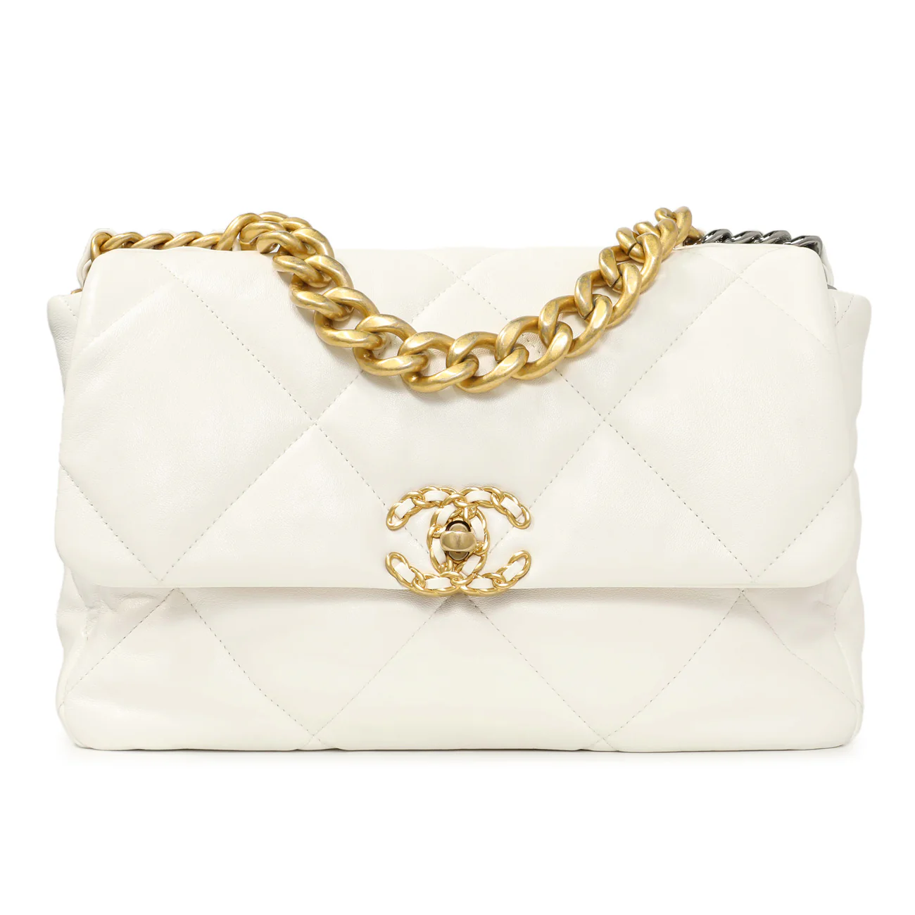 Chanel White Quilted Lambskin Large 19 Flap - Image 2