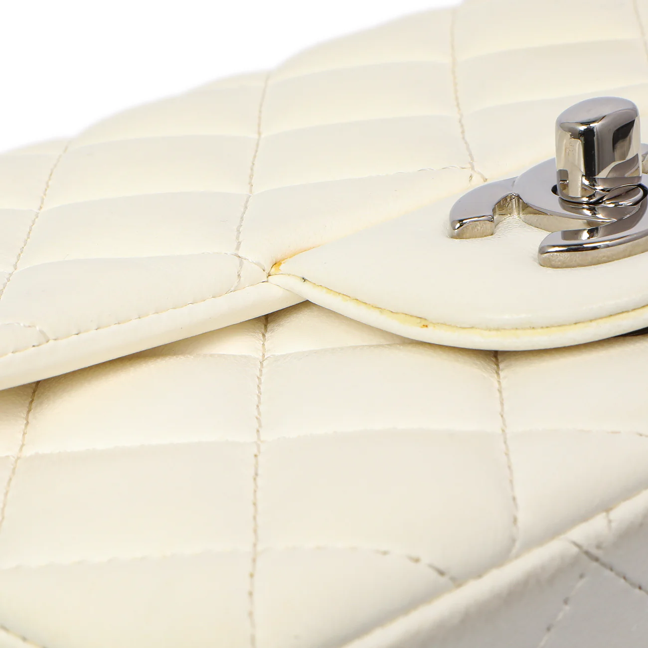 Chanel White Quilted Lambskin Mini Square Flap - Image 12