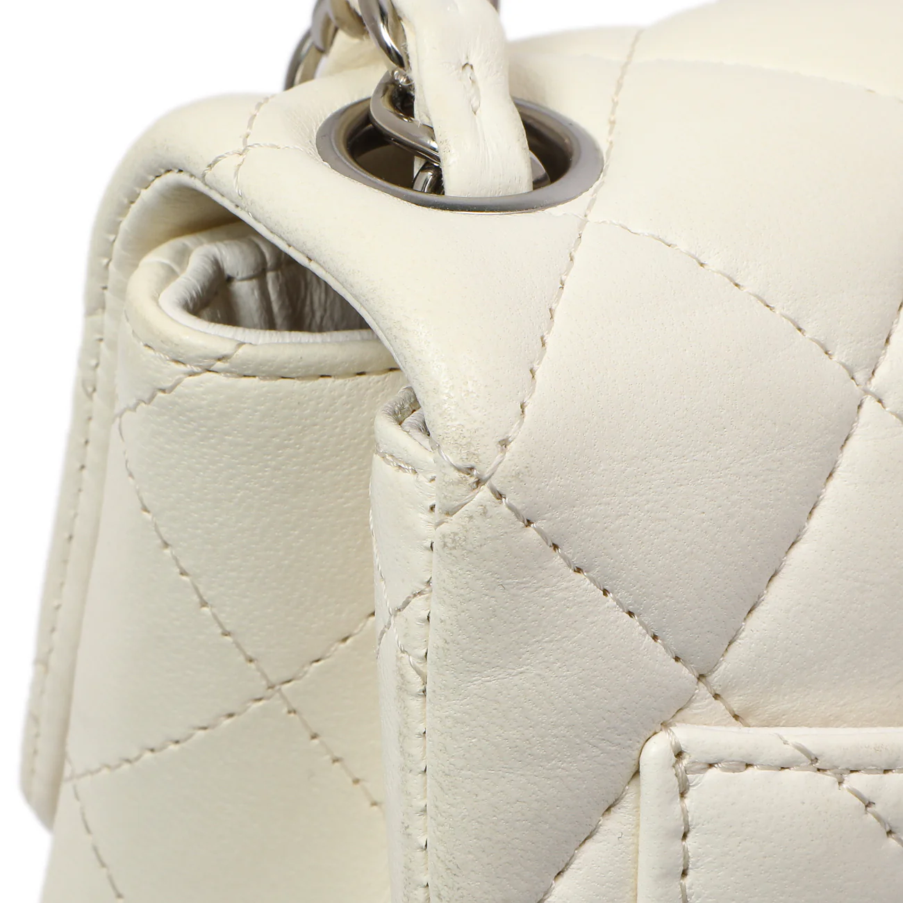 Chanel White Quilted Lambskin Mini Square Flap - Image 14