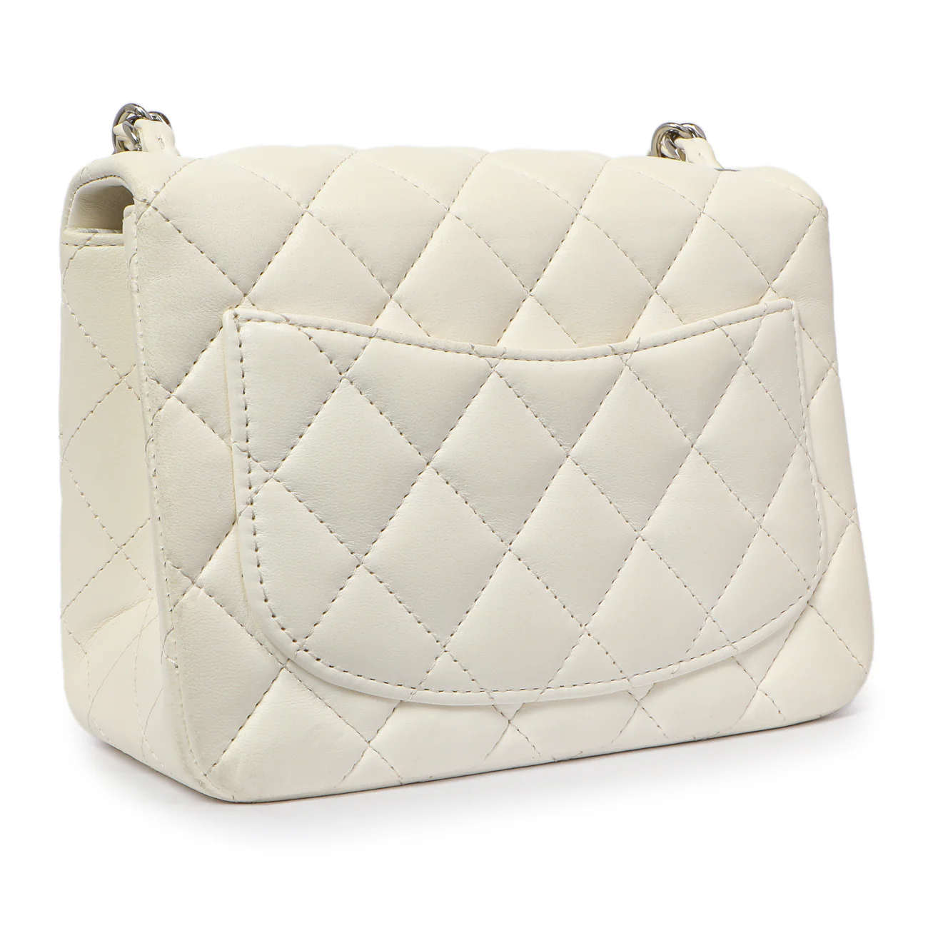 Chanel White Quilted Lambskin Mini Square Flap - Image 3
