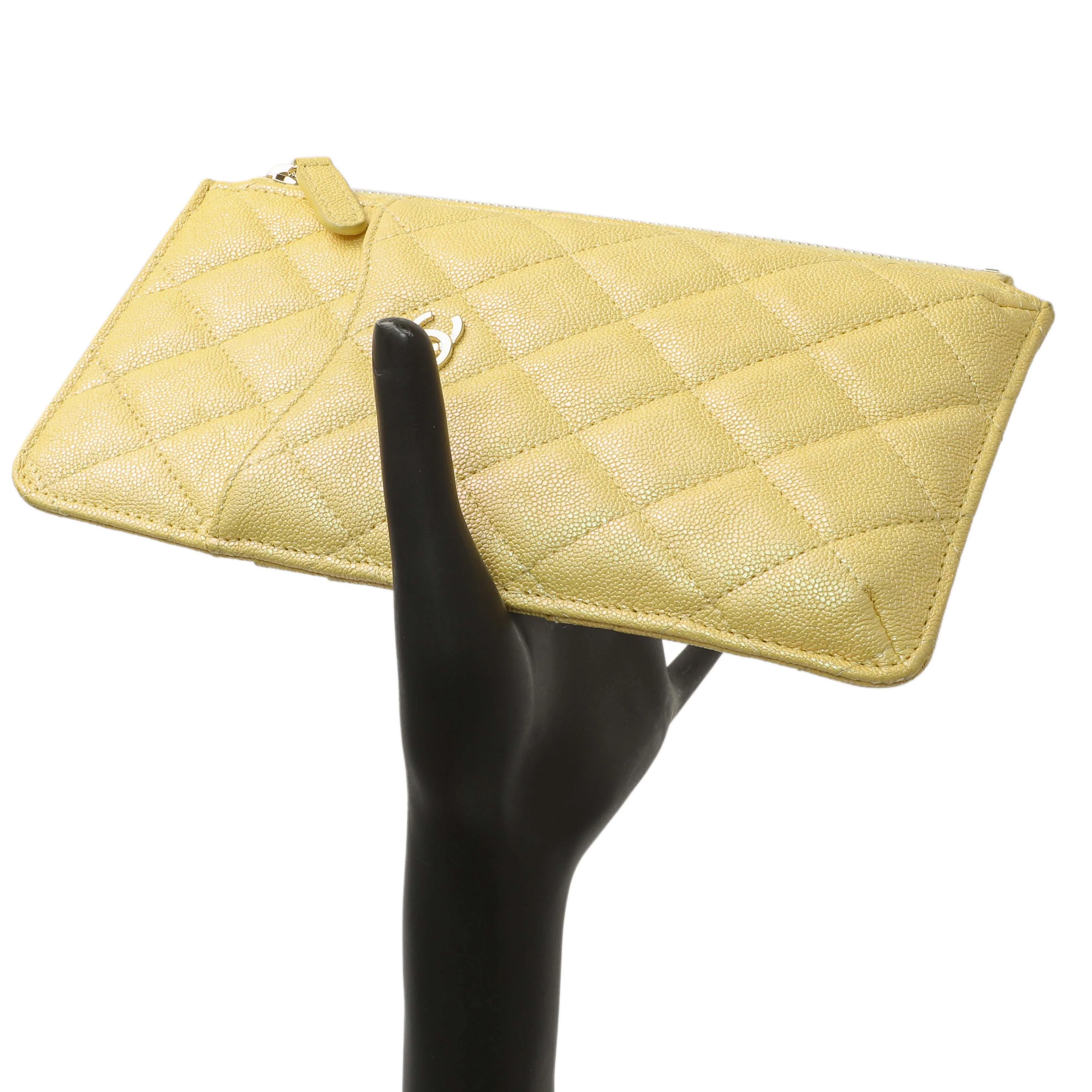 Chanel Yellow Iridescent Caviar Classic Phone Pouch - Image 11