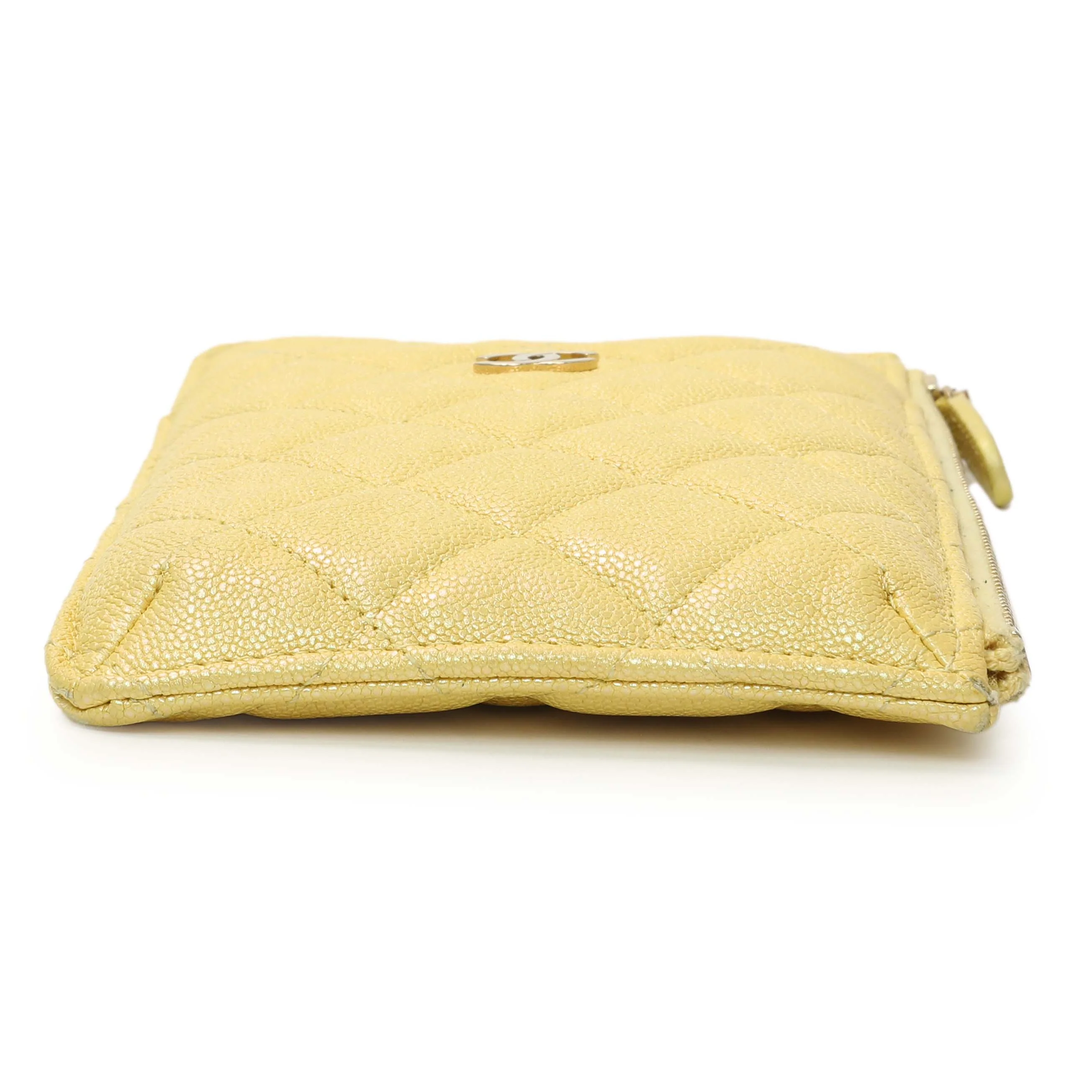 Chanel Yellow Iridescent Caviar Classic Phone Pouch - Image 3