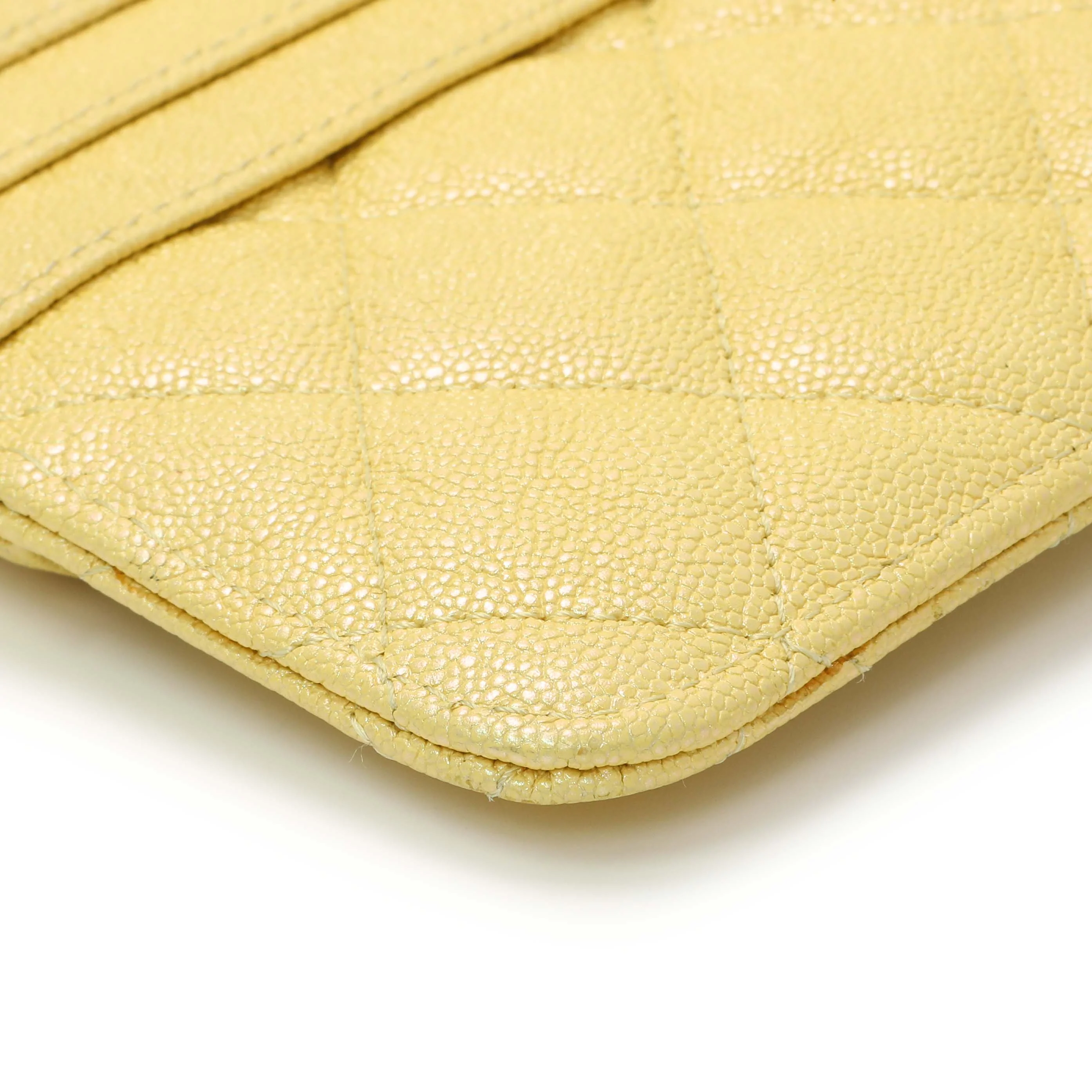 Chanel Yellow Iridescent Caviar Classic Phone Pouch - Image 6