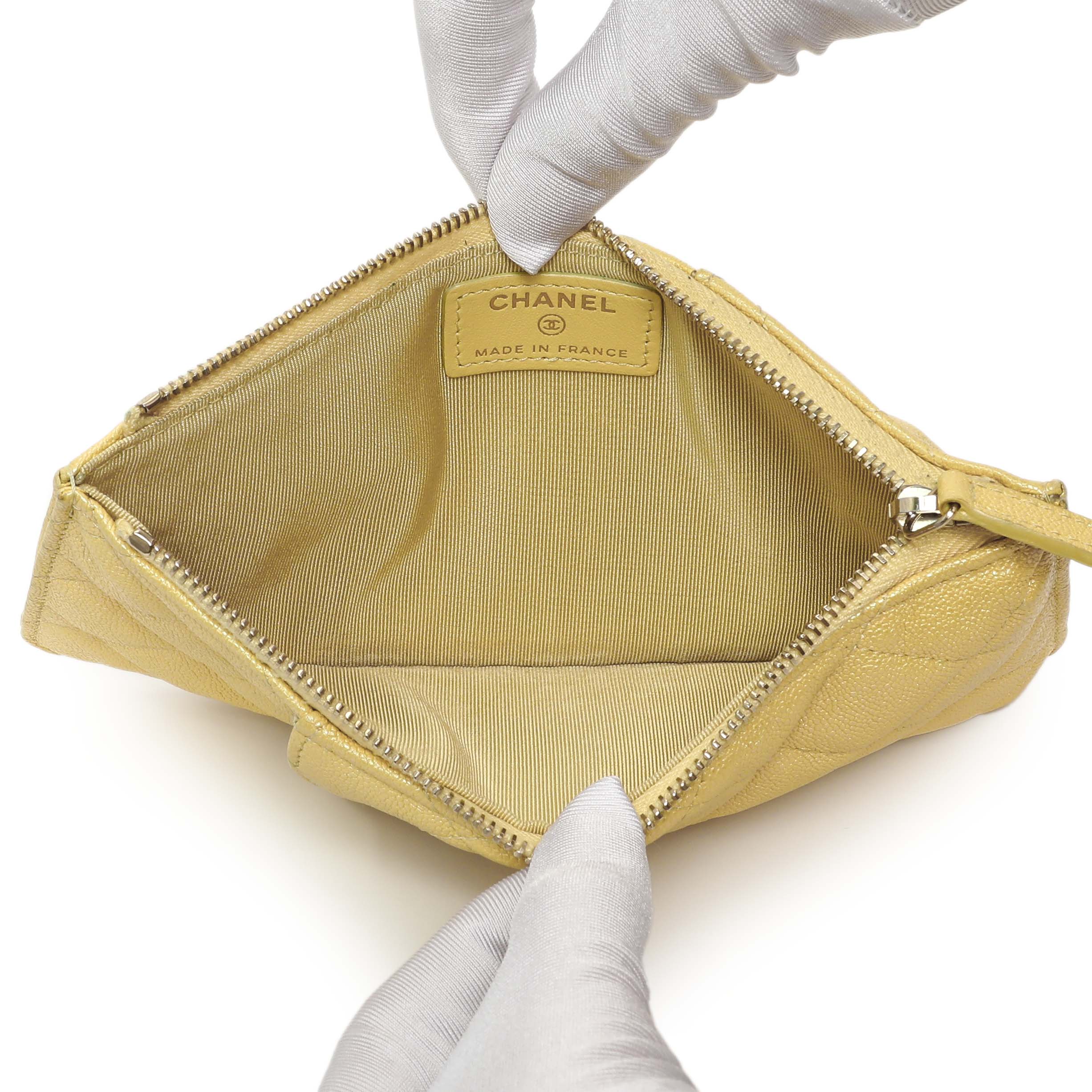 Chanel Yellow Iridescent Caviar Classic Phone Pouch - Image 8