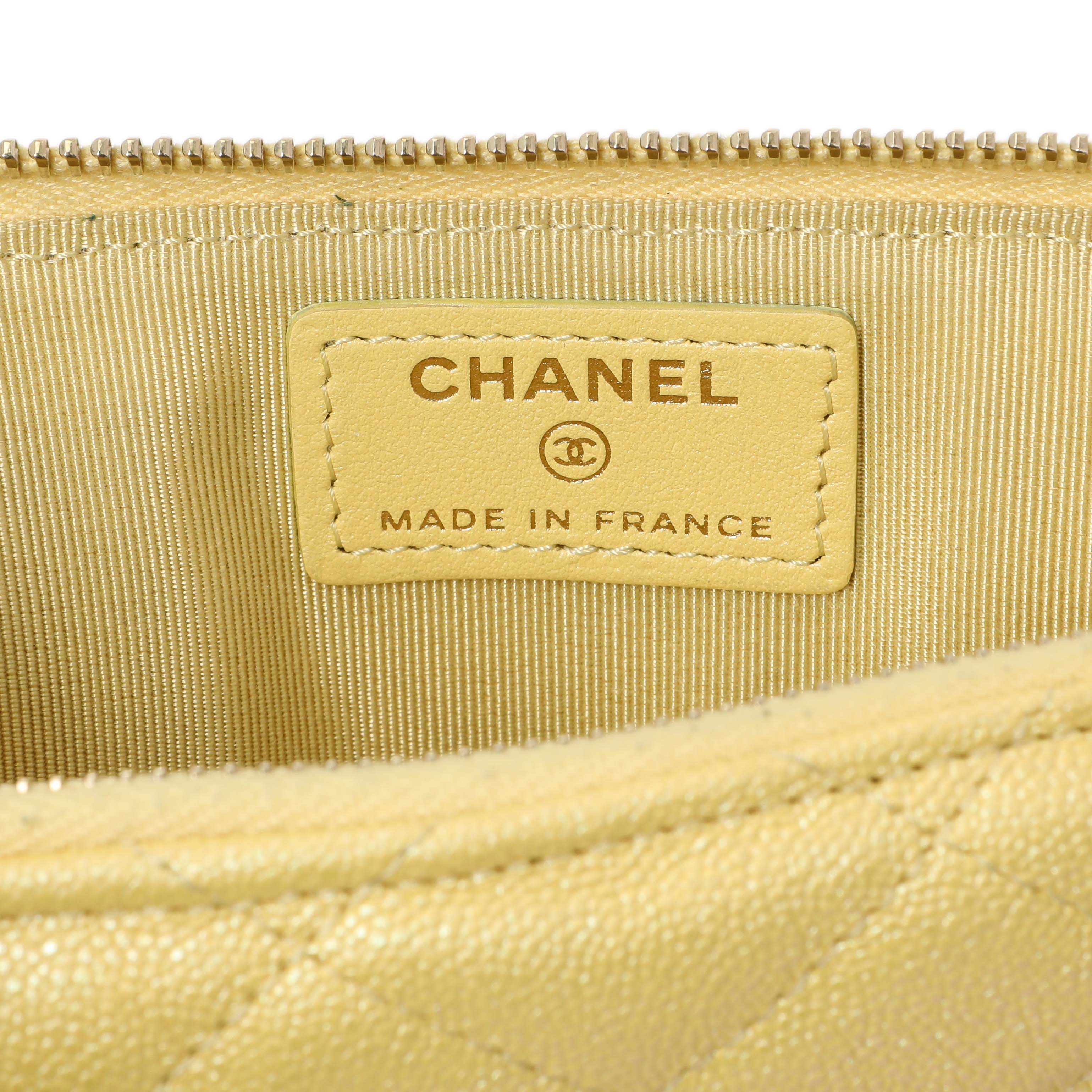 Chanel Yellow Iridescent Caviar Classic Phone Pouch - Image 9