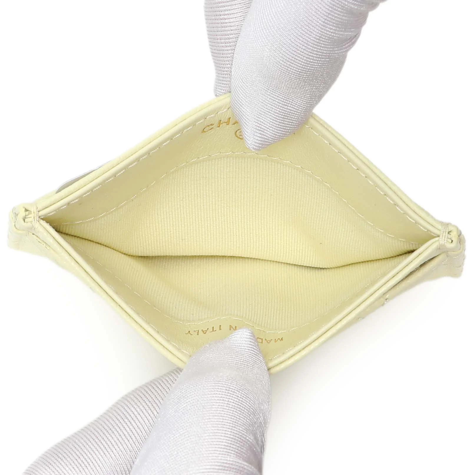 Chanel Yellow Quilted Caviar Card Holder - Image 4