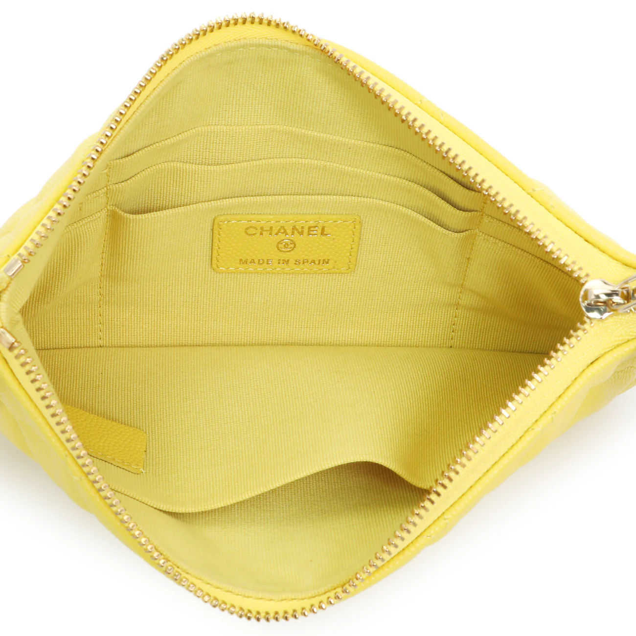 Chanel Yellow Quilted Caviar Cosmetic Case - Image 4