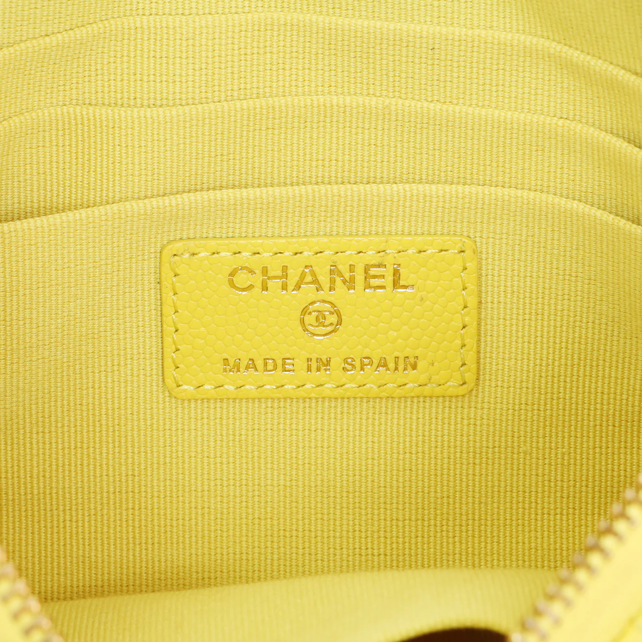 Chanel Yellow Quilted Caviar Cosmetic Case - Image 5