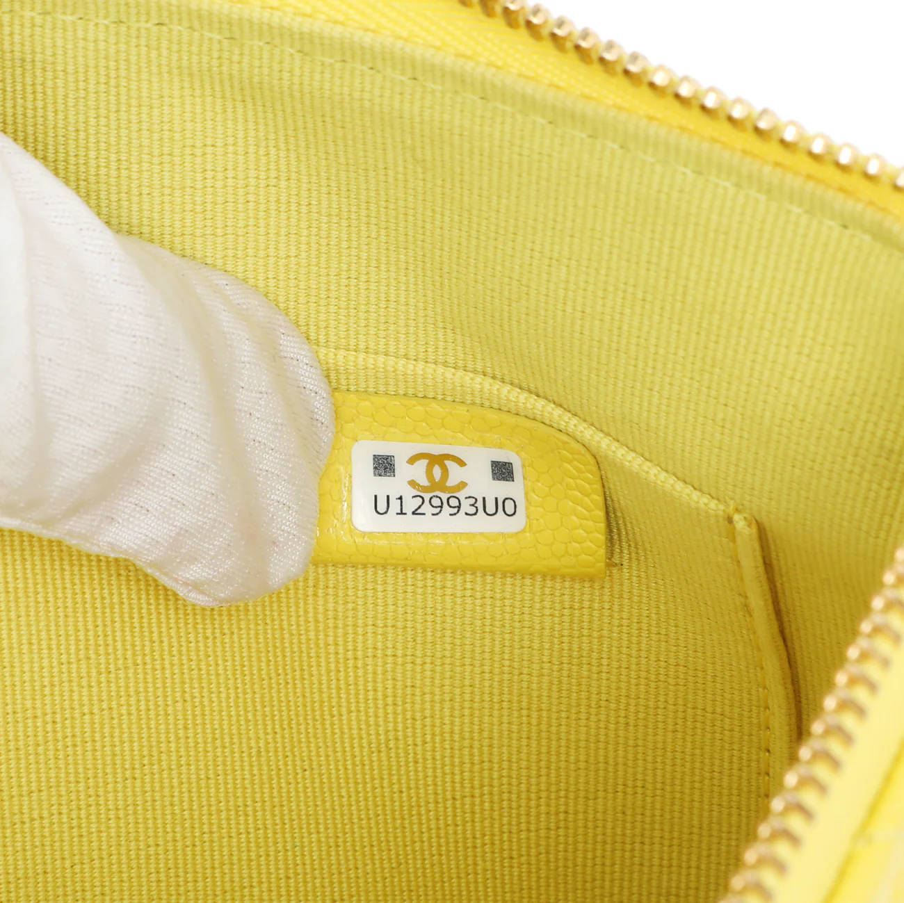 Chanel Yellow Quilted Caviar Cosmetic Case - Image 6