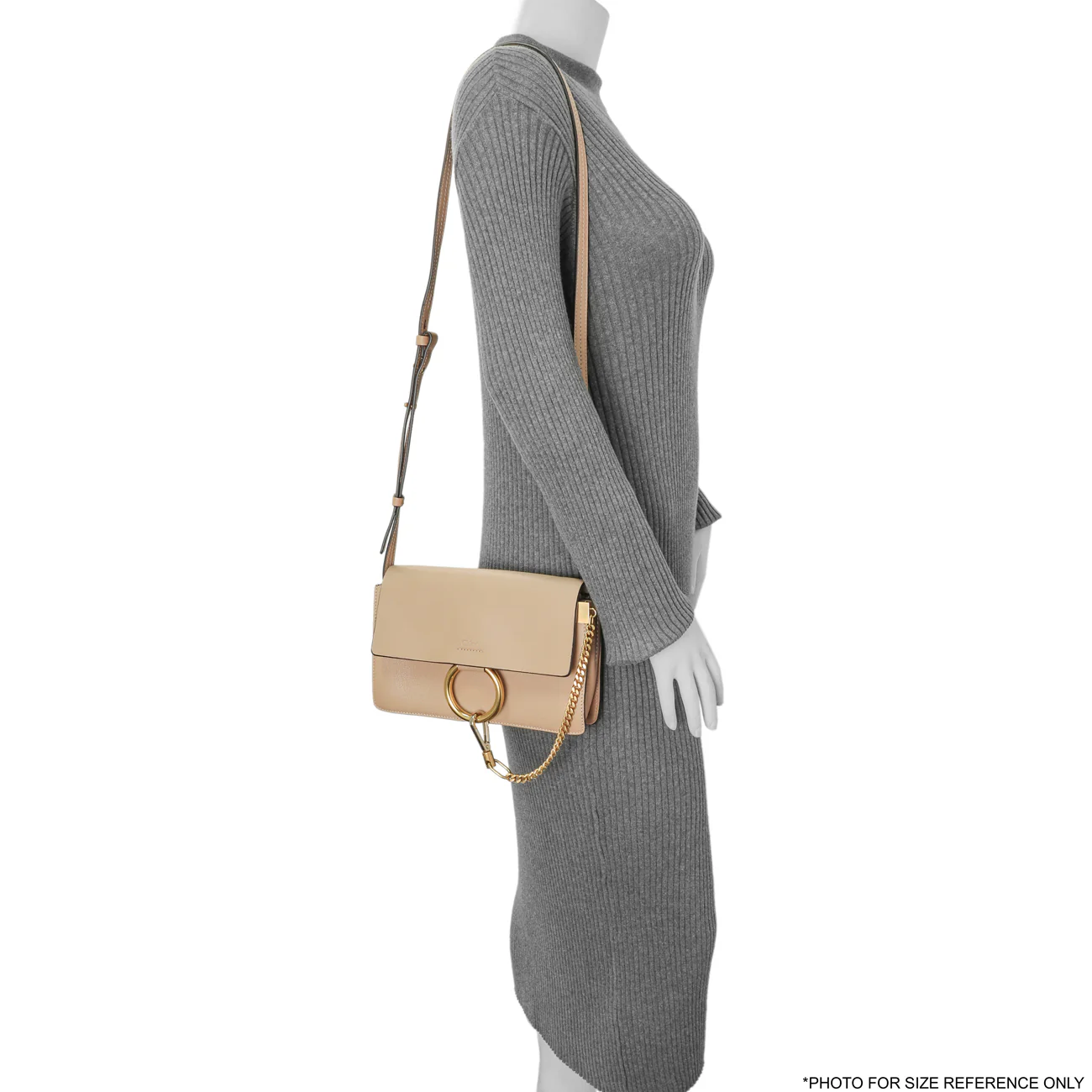 Chloe Beige Grained Calfskin Small Faye Shoulder Bag - Image 8