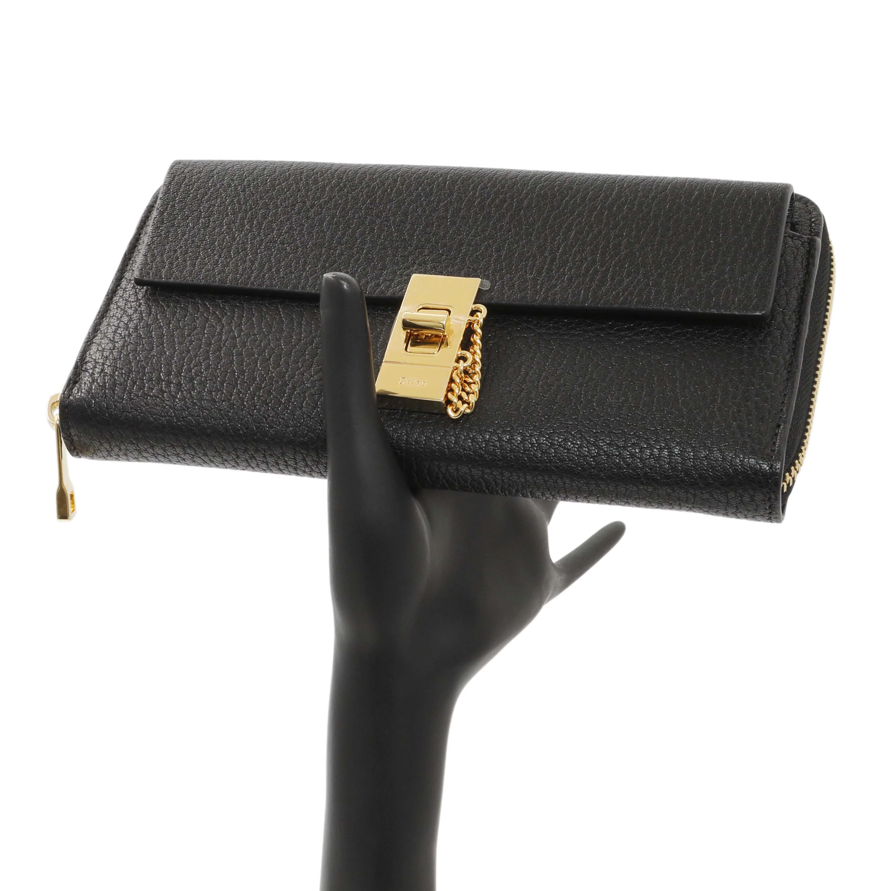Chloe Black Grained Calfskin Drew Zip Wallet - Image 7