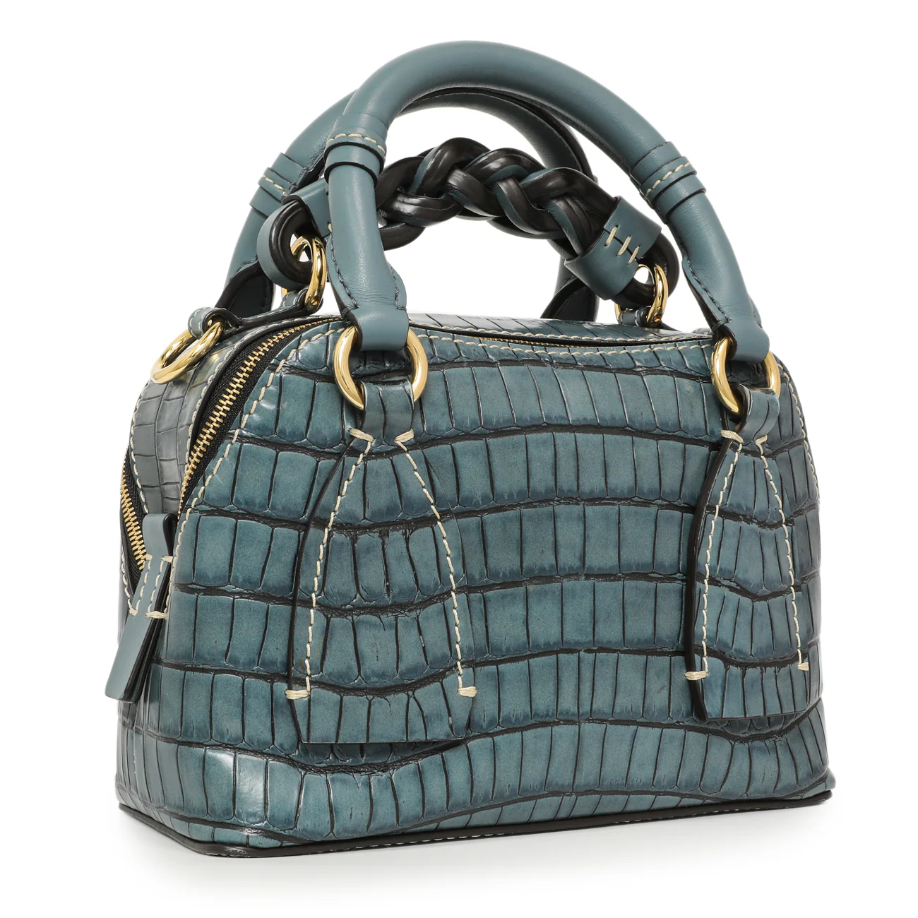 Chloe Blue Crocodile Embossed Small Daria - Image 2
