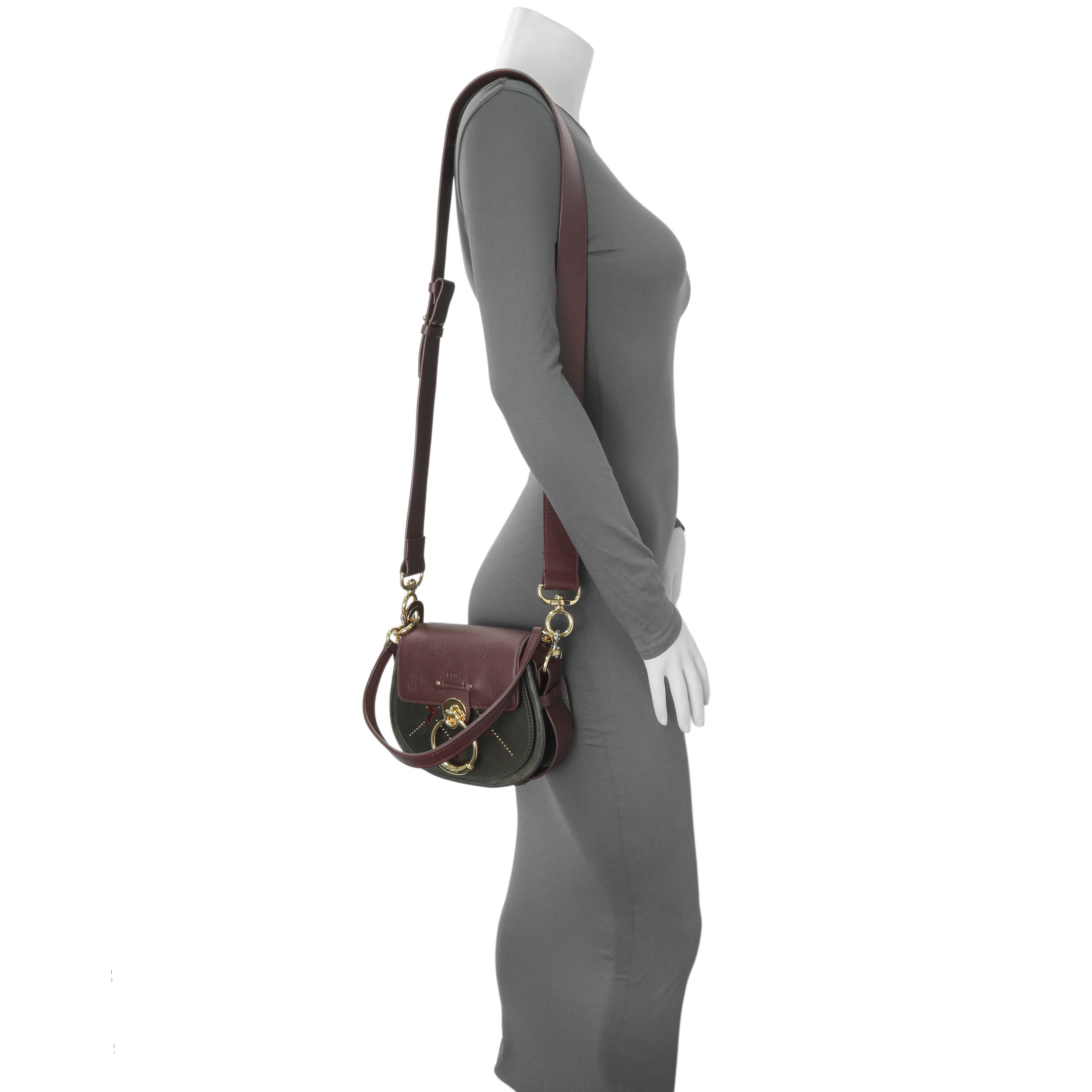 Chloe Green Calfskin Little Horses Embroidered Small Tess Bag - Image 12