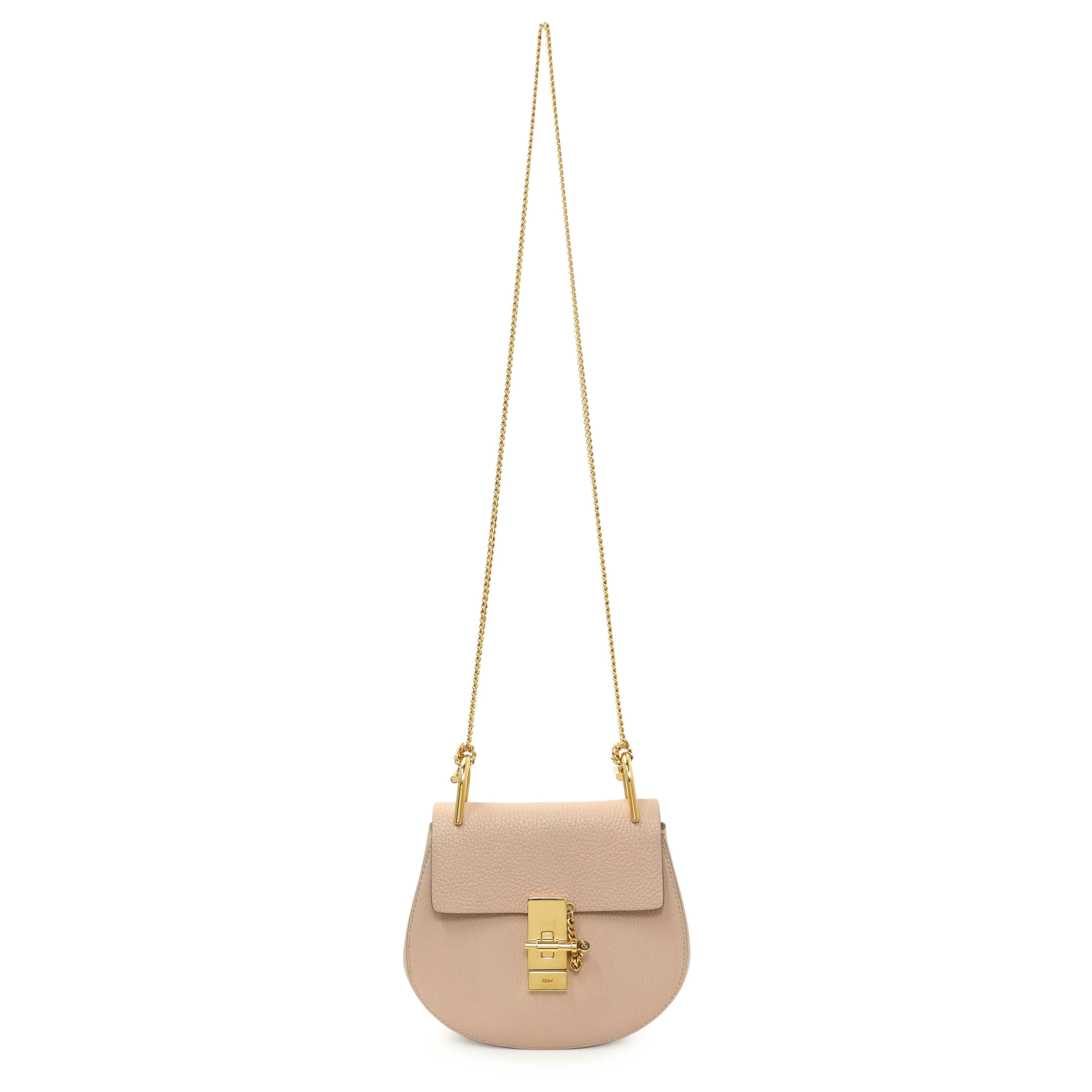 Chloe Light Pink Grained Lambskin Mini Drew Shoulder Bag