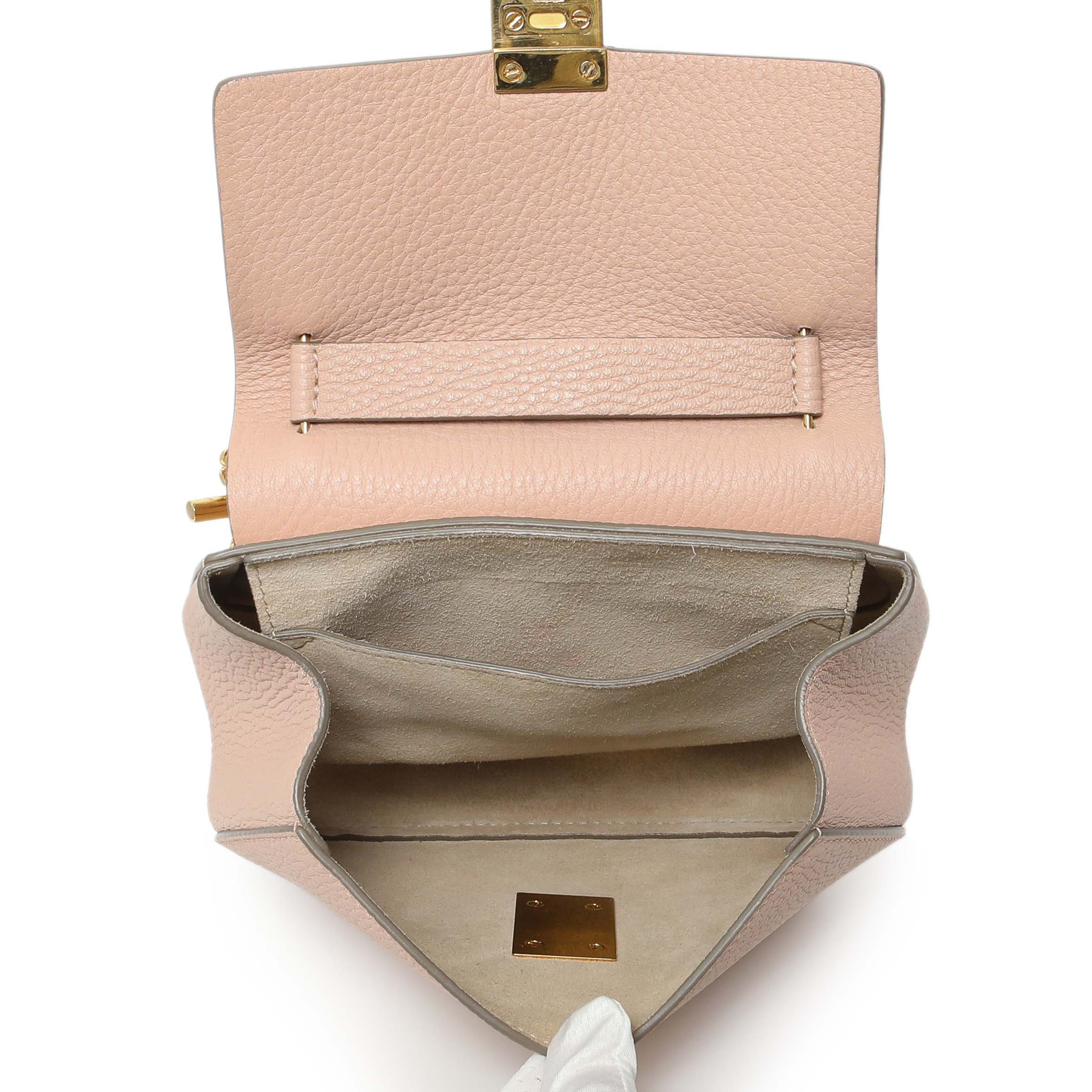 Chloe Light Pink Grained Lambskin Mini Drew Shoulder Bag - Image 5