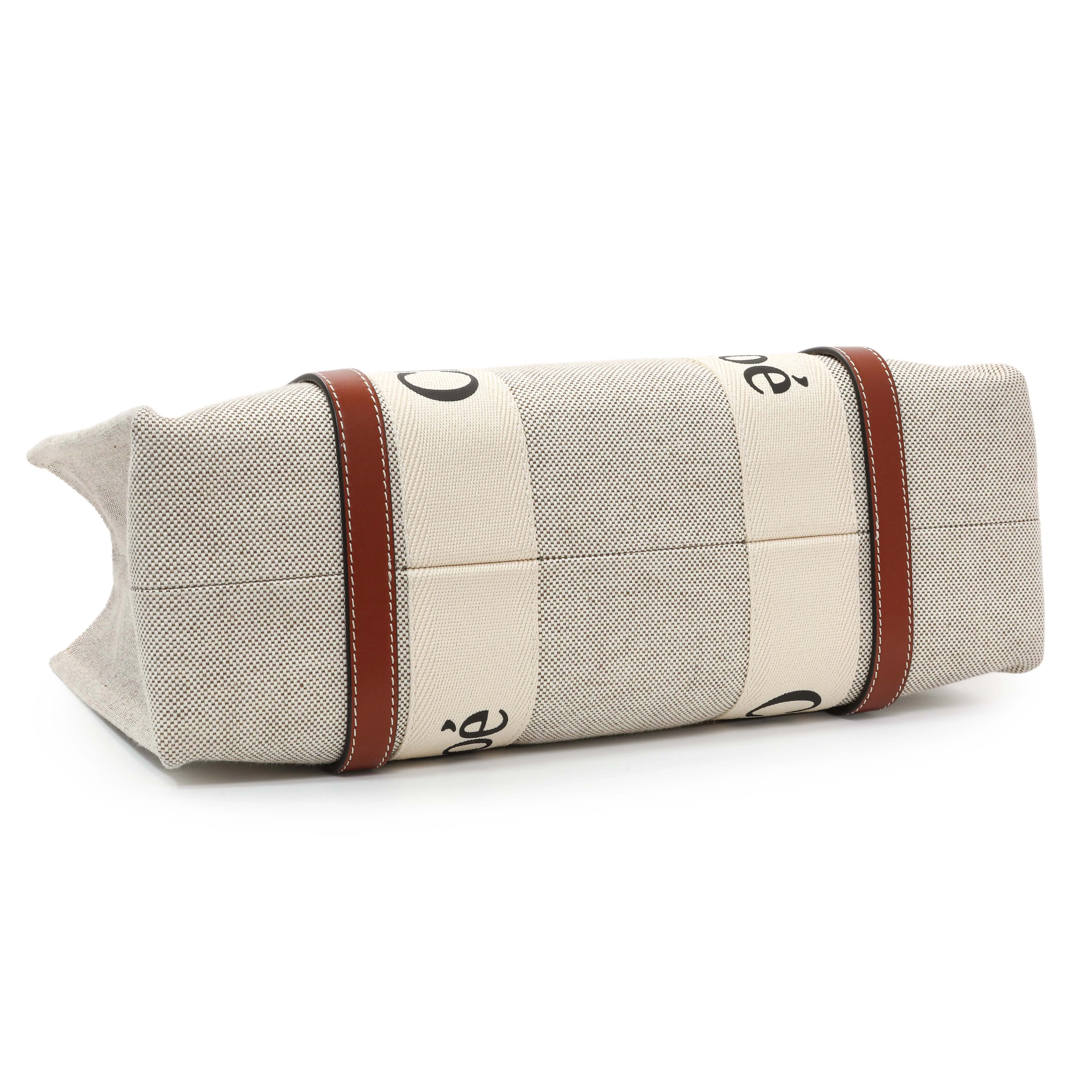 Chloe Linen Calfskin Medium Woody Ribbon Tote - Image 3