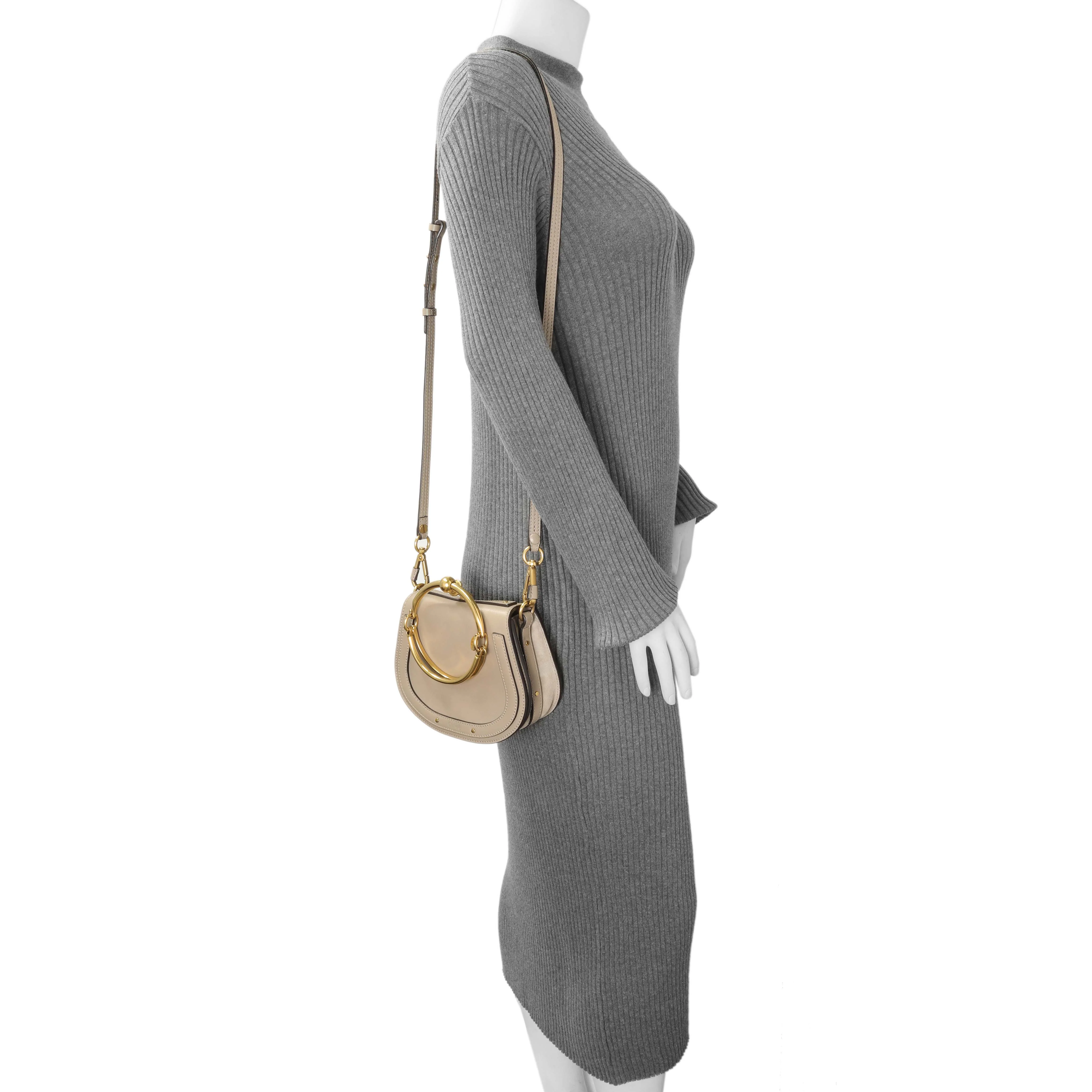 Chloe Motty Grey Calfskin Small Nile Bracelet Bag - Image 7