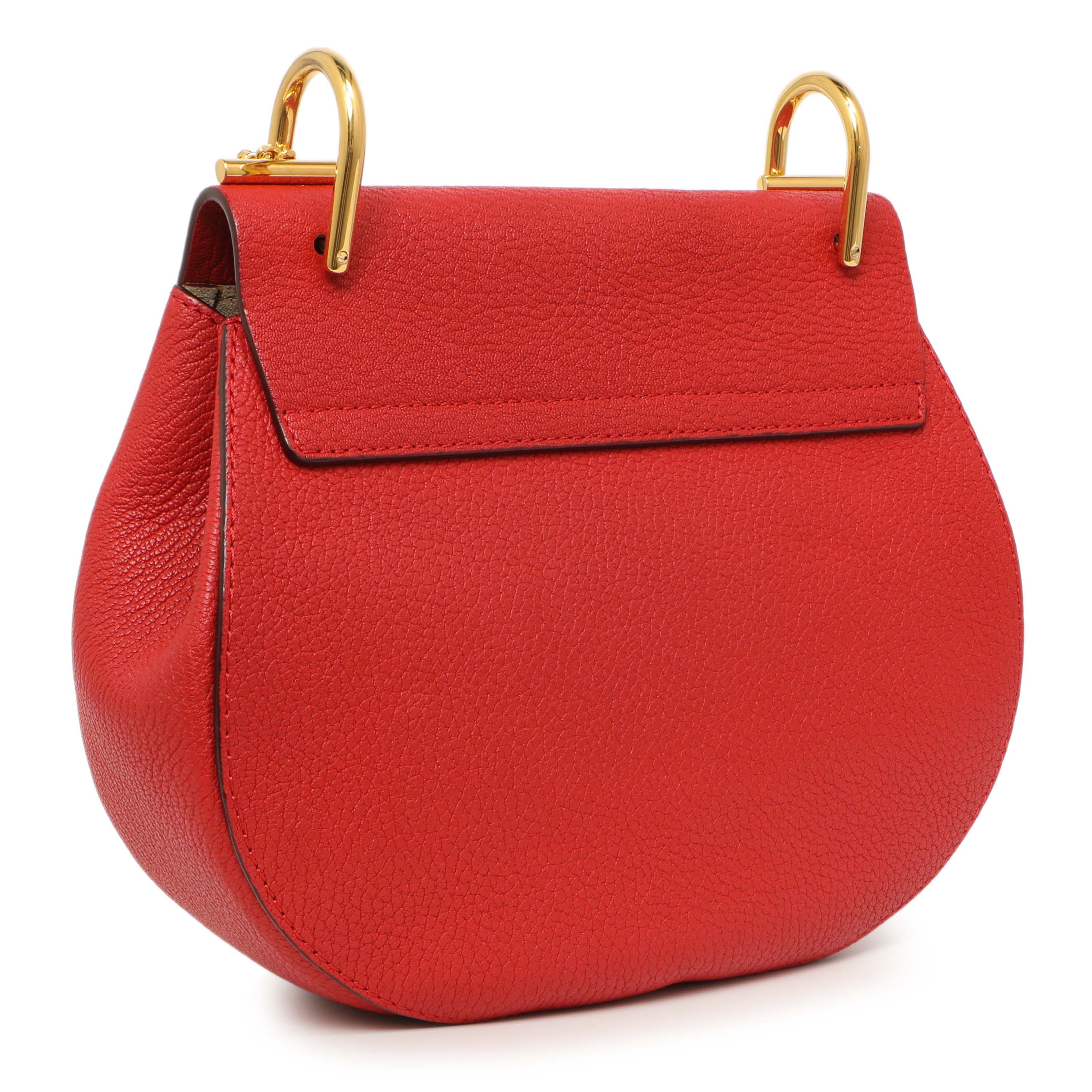 Chloe Red Grained Lambskin Drew Shoulder Bag - Image 3