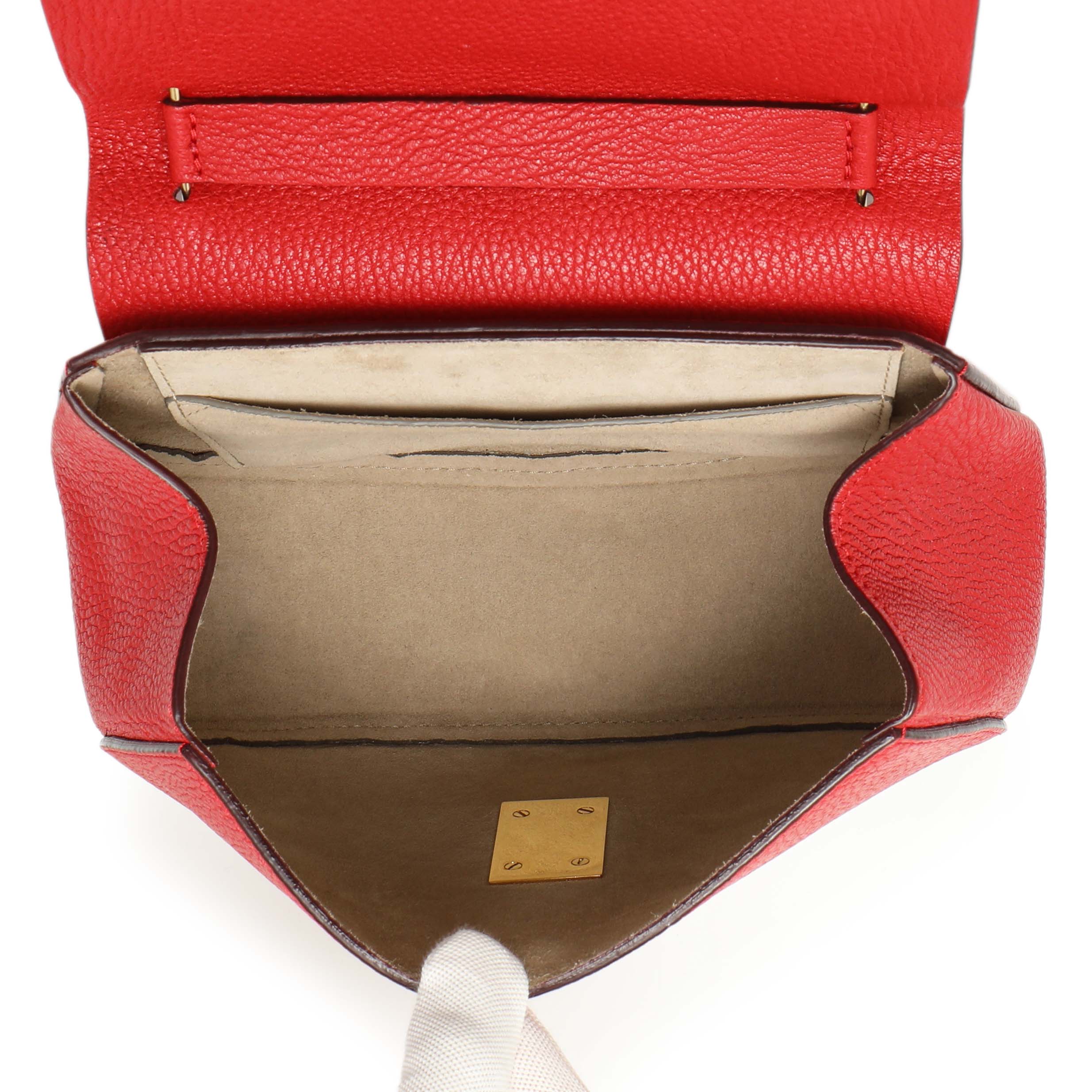 Chloe Red Grained Lambskin Drew Shoulder Bag - Image 5