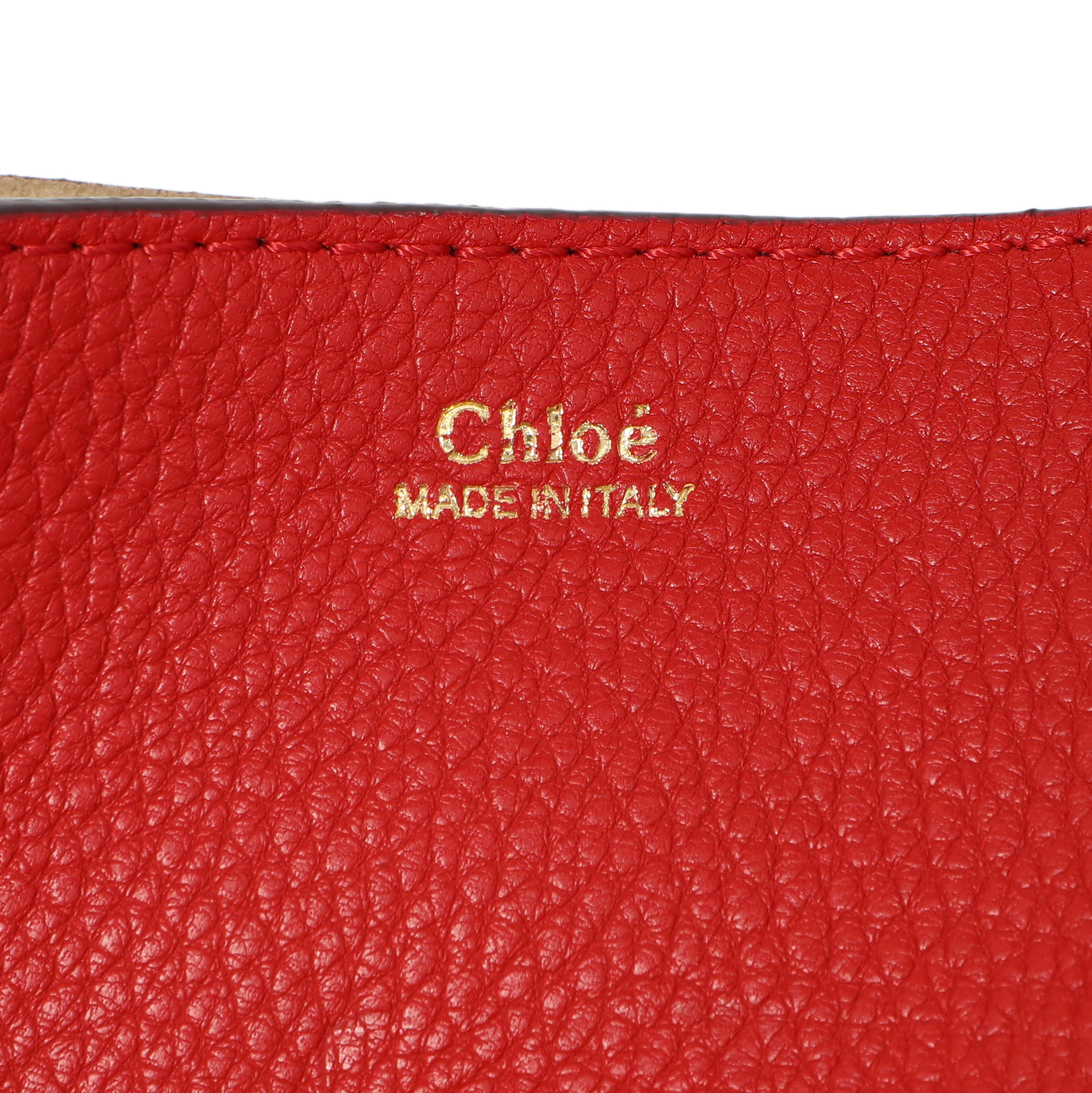 Chloe Red Grained Lambskin Drew Shoulder Bag - Image 6