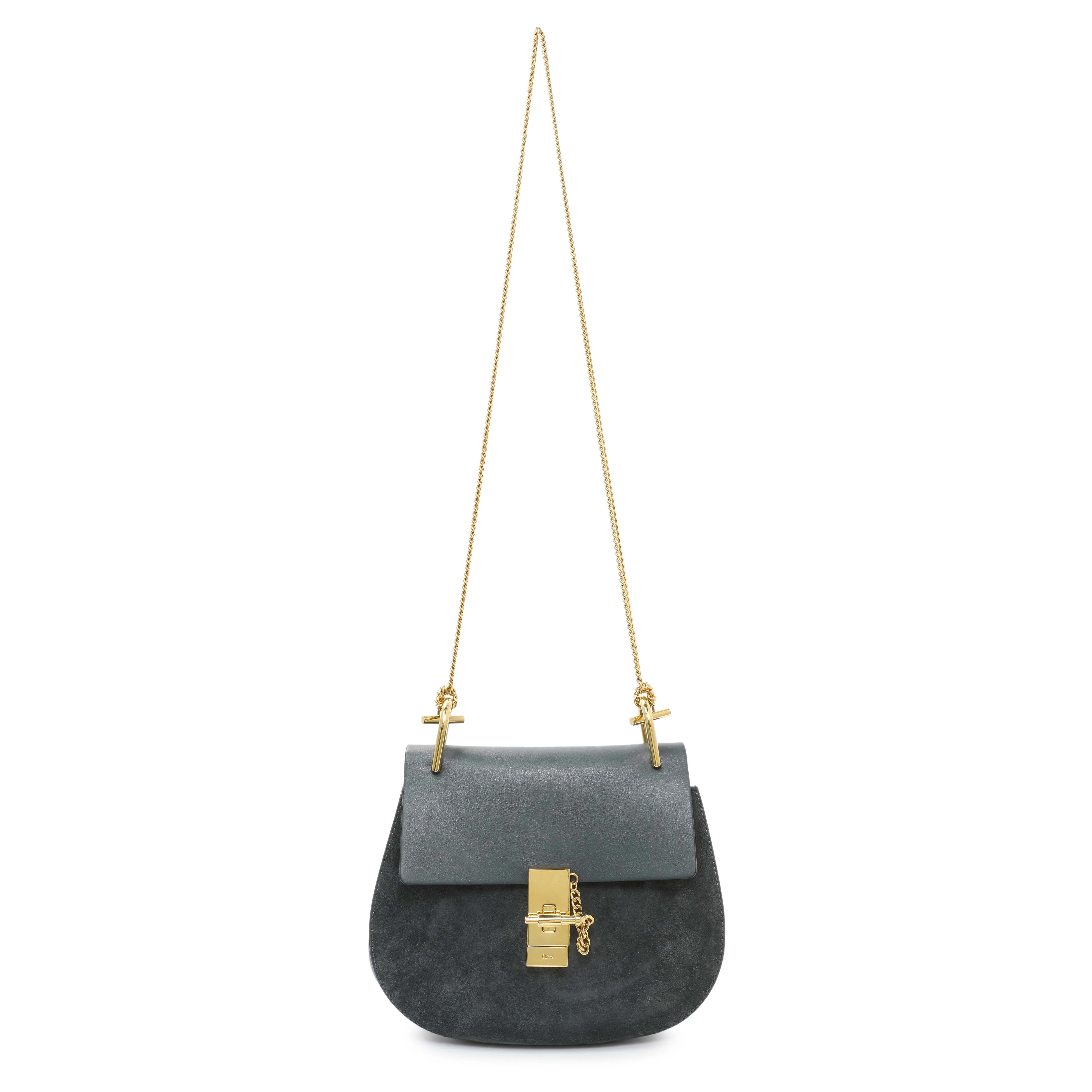Chloe Suede Smooth Calfskin Drew Shoulder Bag