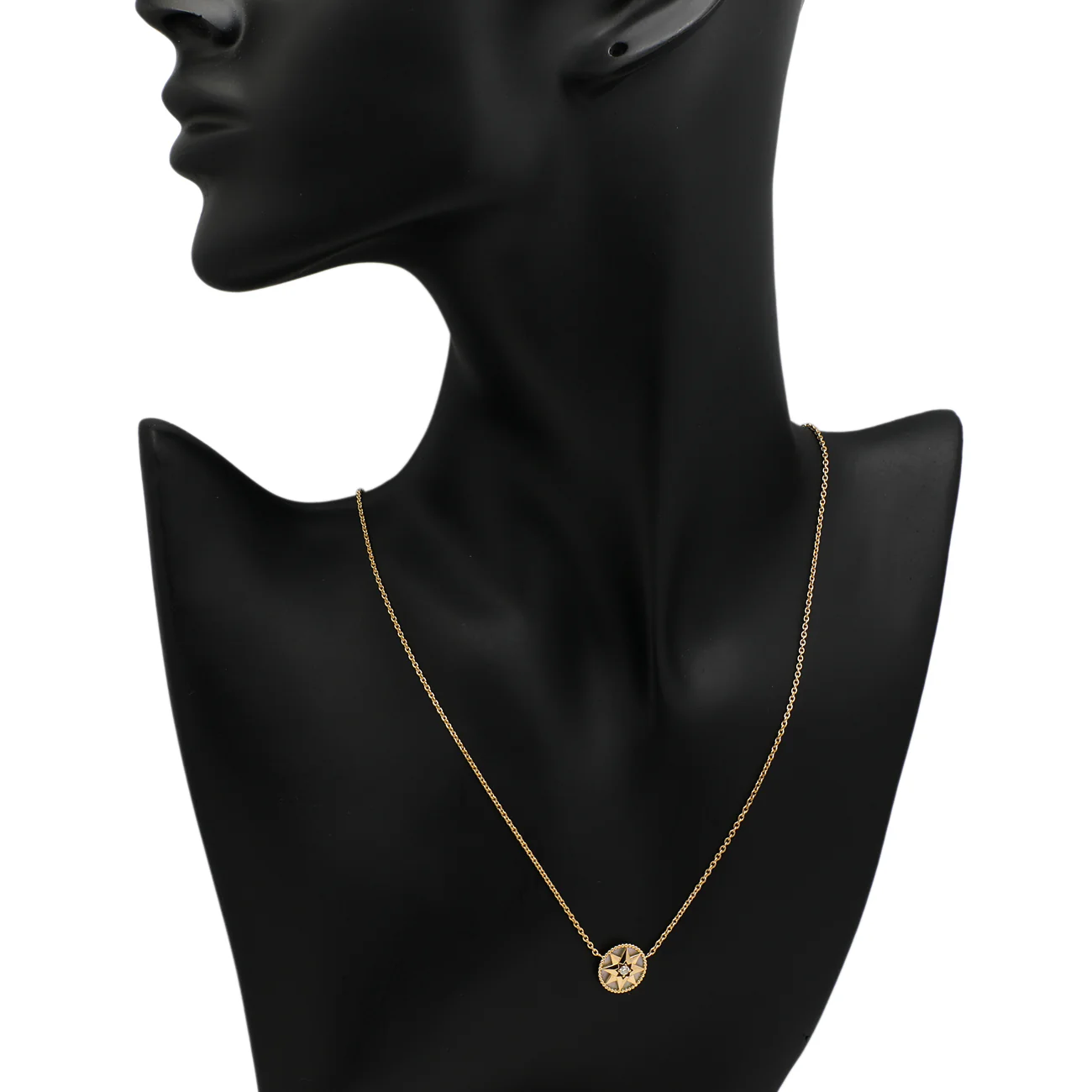 Christian Dior 18K Yellow Gold Diamond Mother of Pearl Rose des Vents Necklace - Image 5