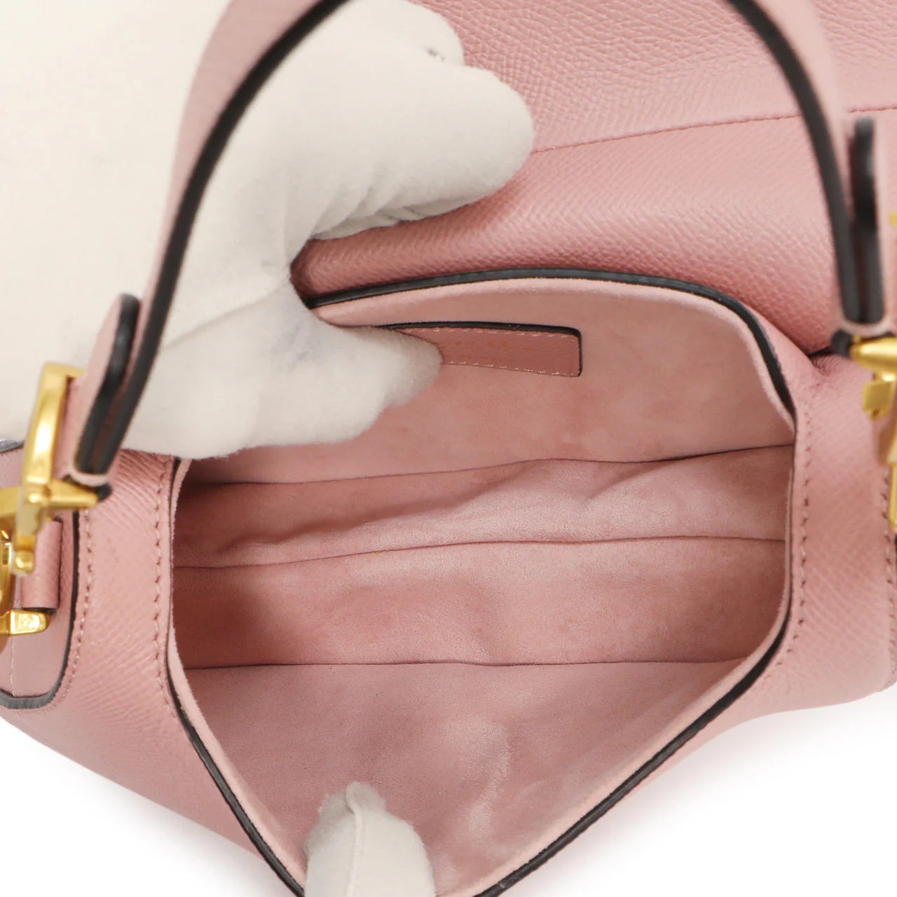 Christian Dior Antique Rose Grained Calfskin Mini Saddle Bag - Image 5