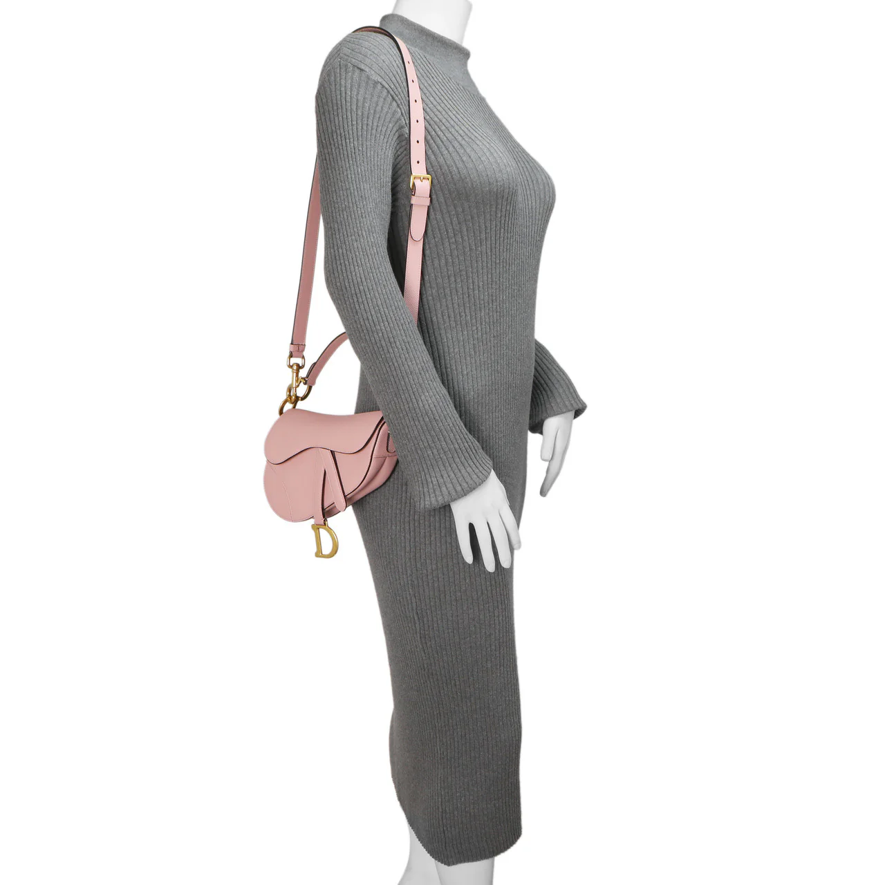 Christian Dior Antique Rose Grained Calfskin Mini Saddle Bag - Image 8