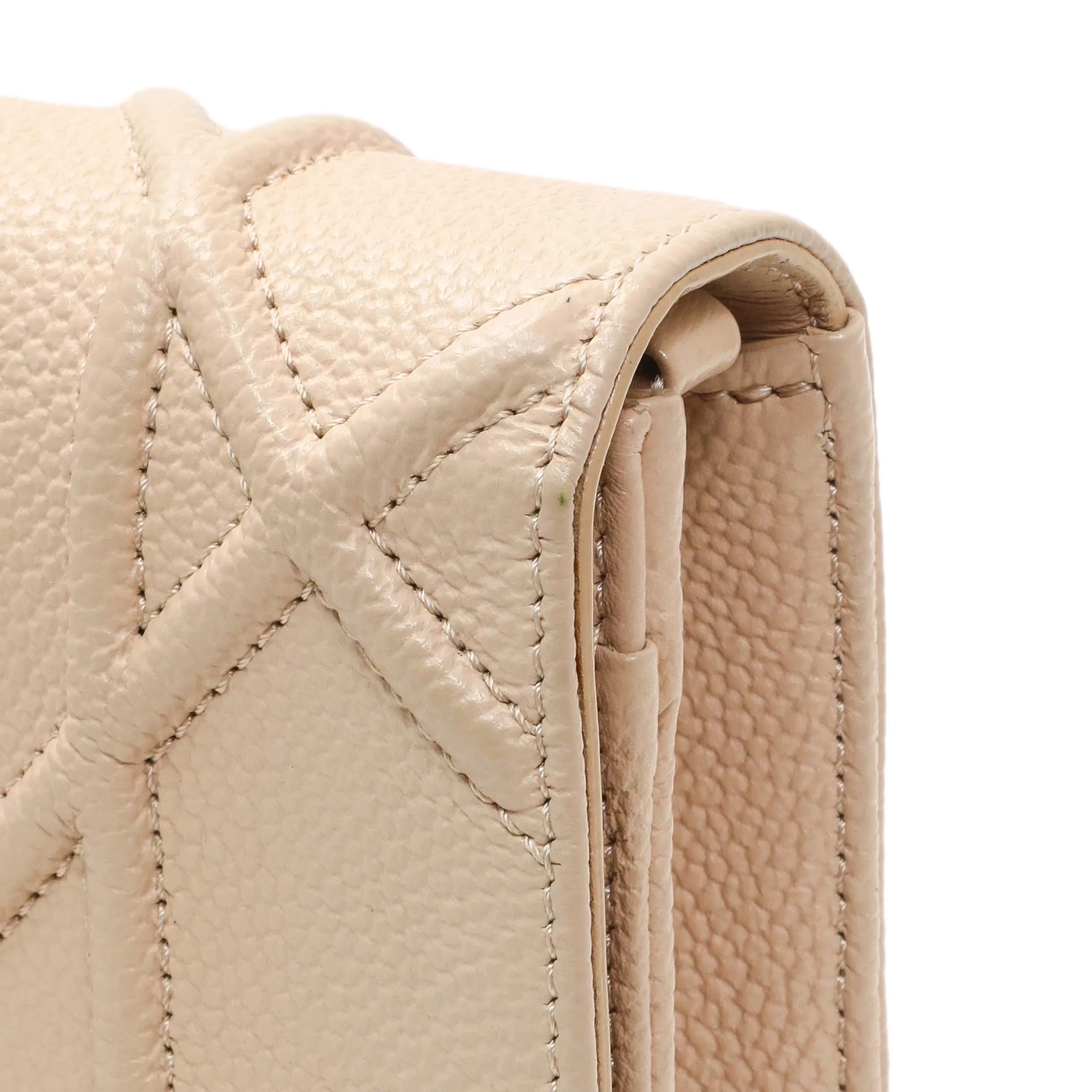 Christian Dior Beige Grained Calfskin Diorama Wallet on Chain Pouch - Image 10