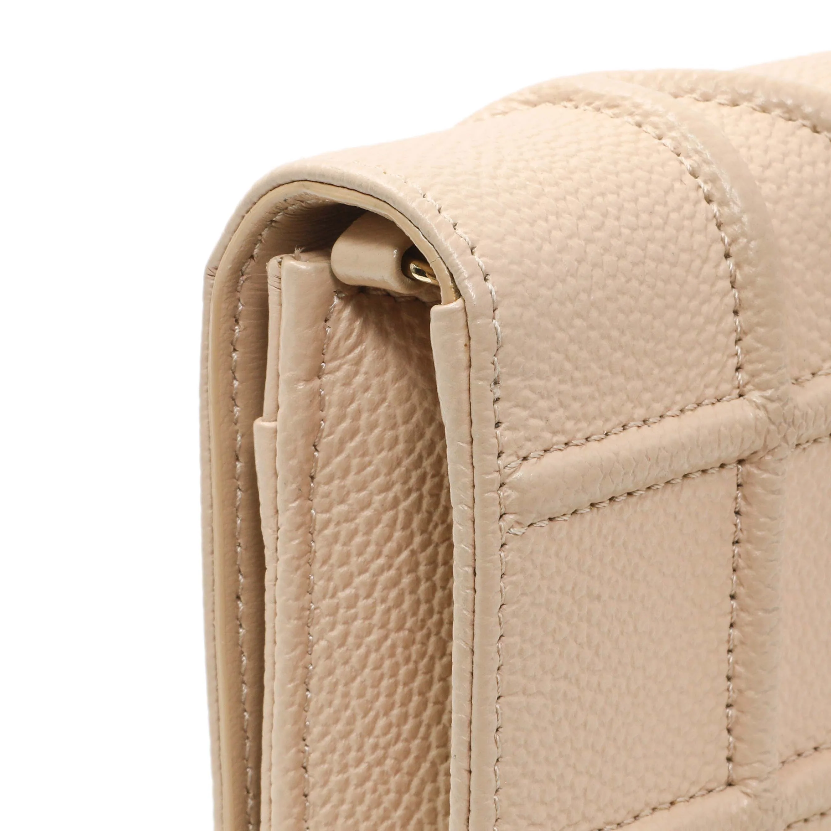 Christian Dior Beige Grained Calfskin Diorama Wallet on Chain Pouch - Image 11