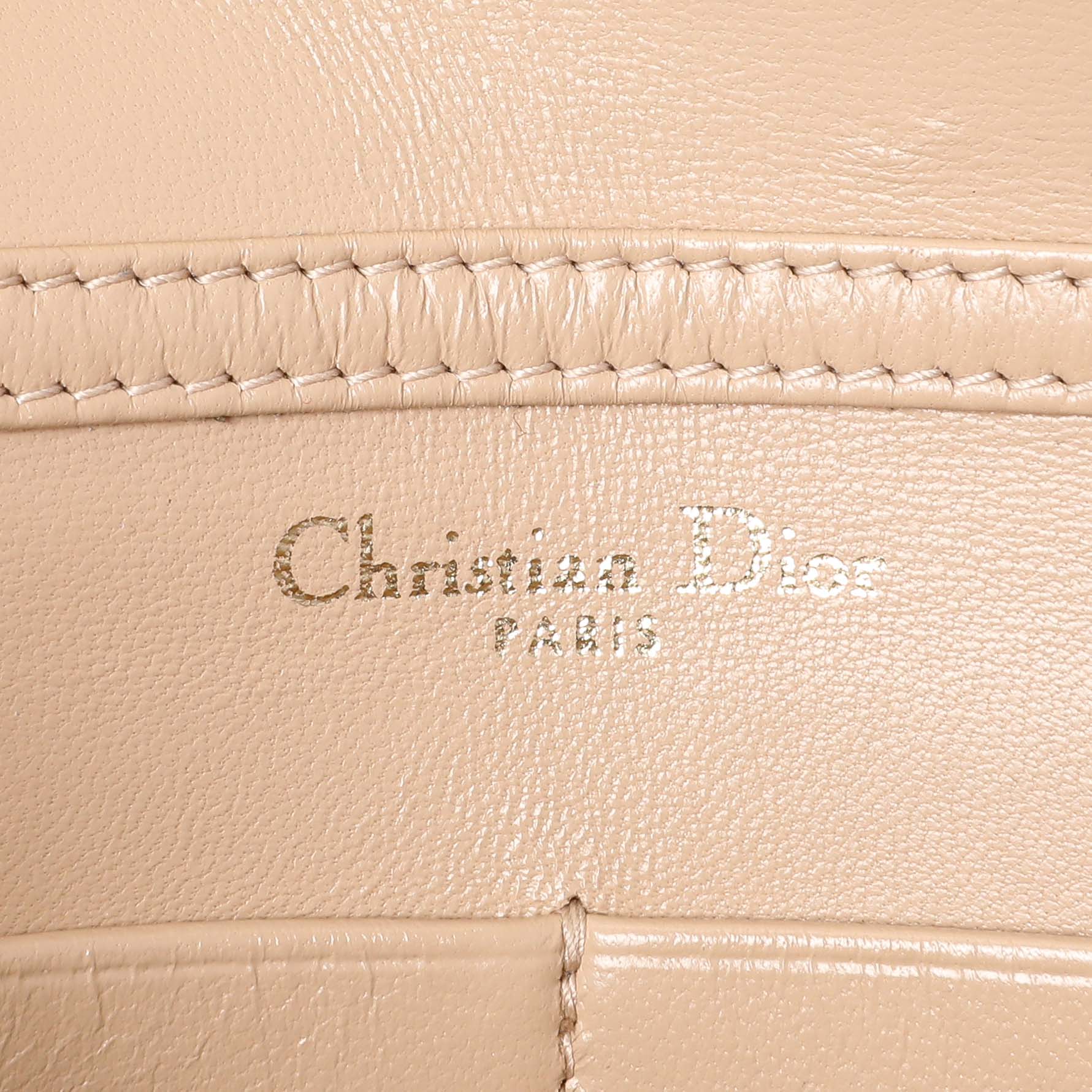 Christian Dior Beige Grained Calfskin Diorama Wallet on Chain Pouch - Image 13