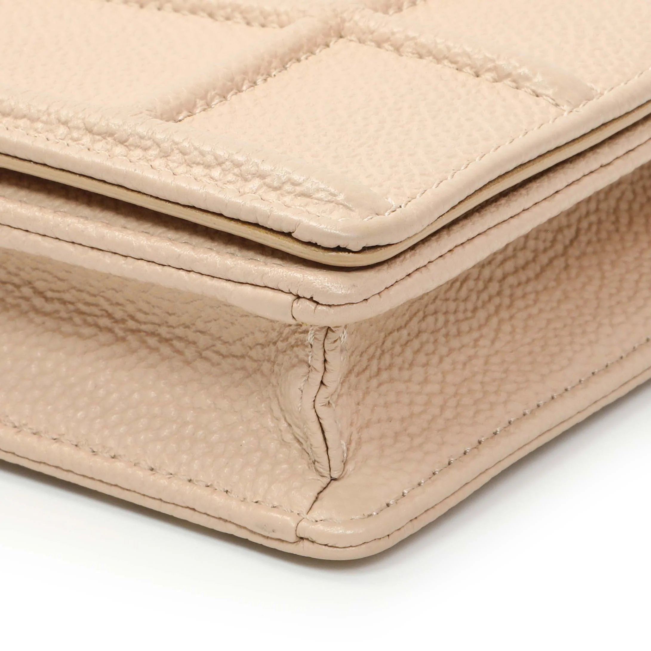Christian Dior Beige Grained Calfskin Diorama Wallet on Chain Pouch - Image 5