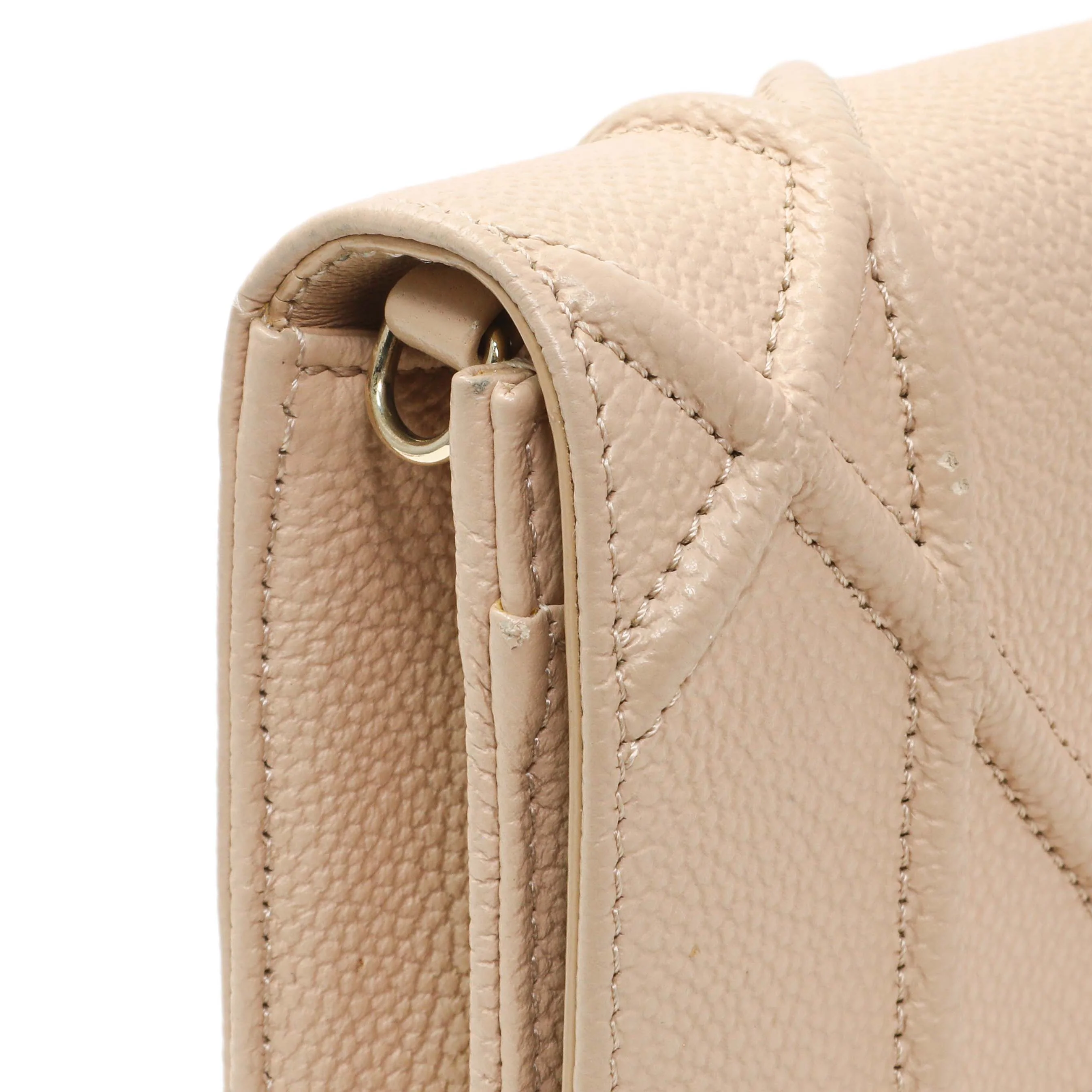 Christian Dior Beige Grained Calfskin Diorama Wallet on Chain Pouch - Image 8