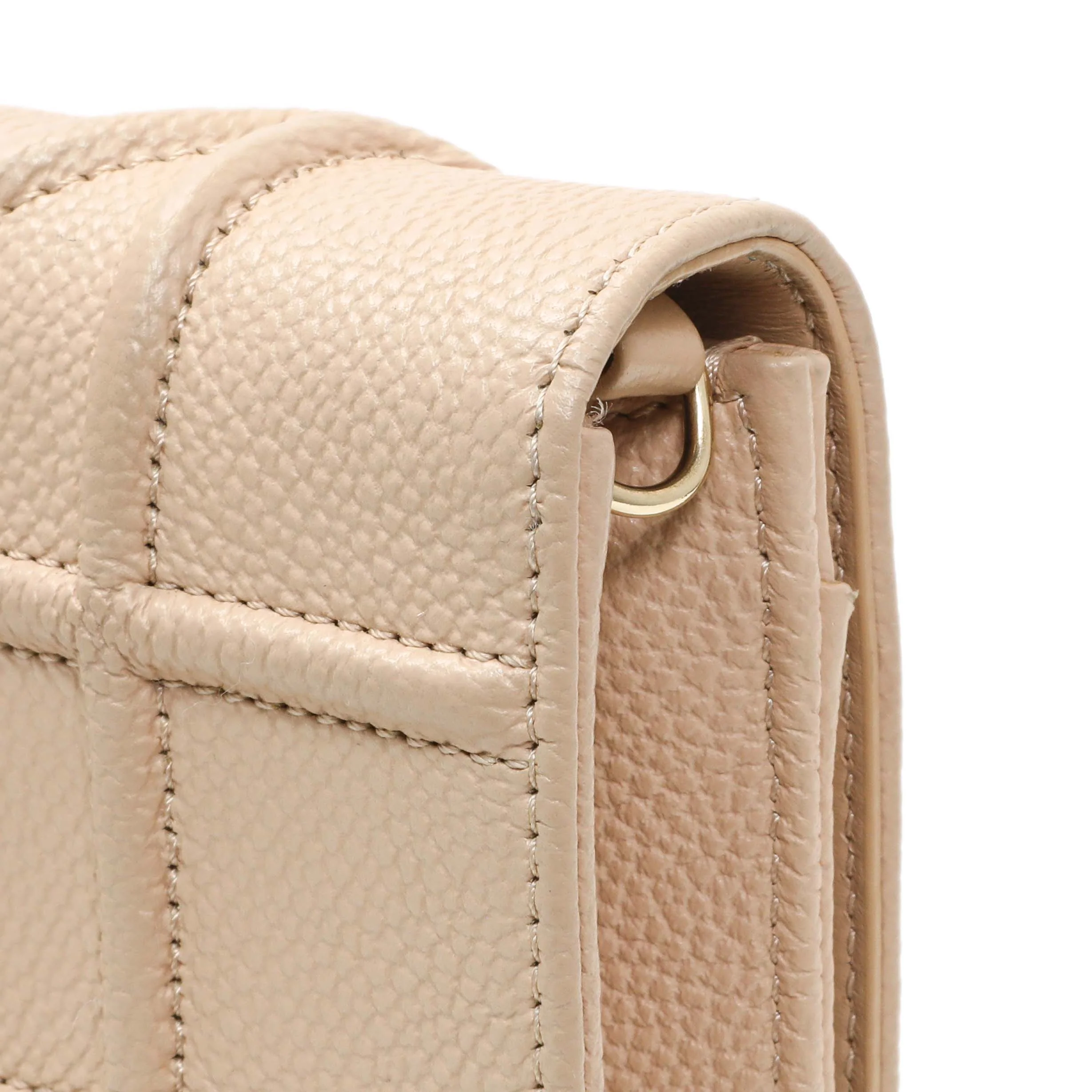 Christian Dior Beige Grained Calfskin Diorama Wallet on Chain Pouch - Image 9