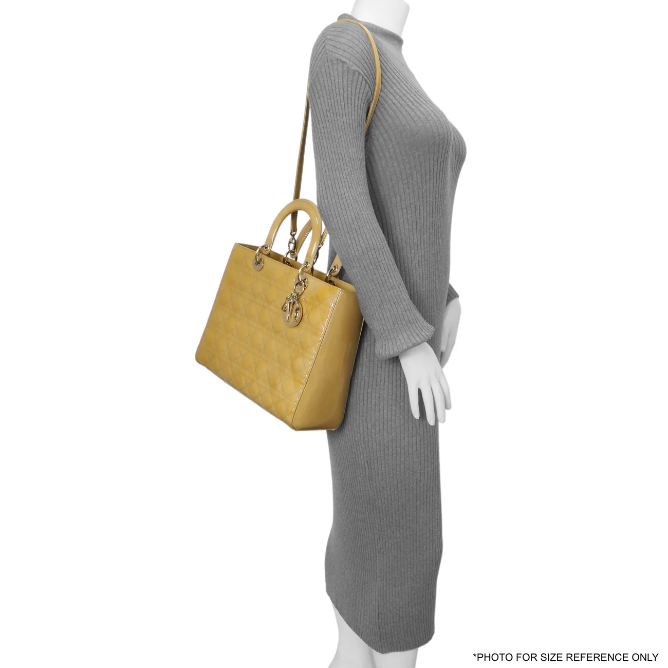 Christian Dior Beige Patent Cannage Large Lady Dior - Image 13